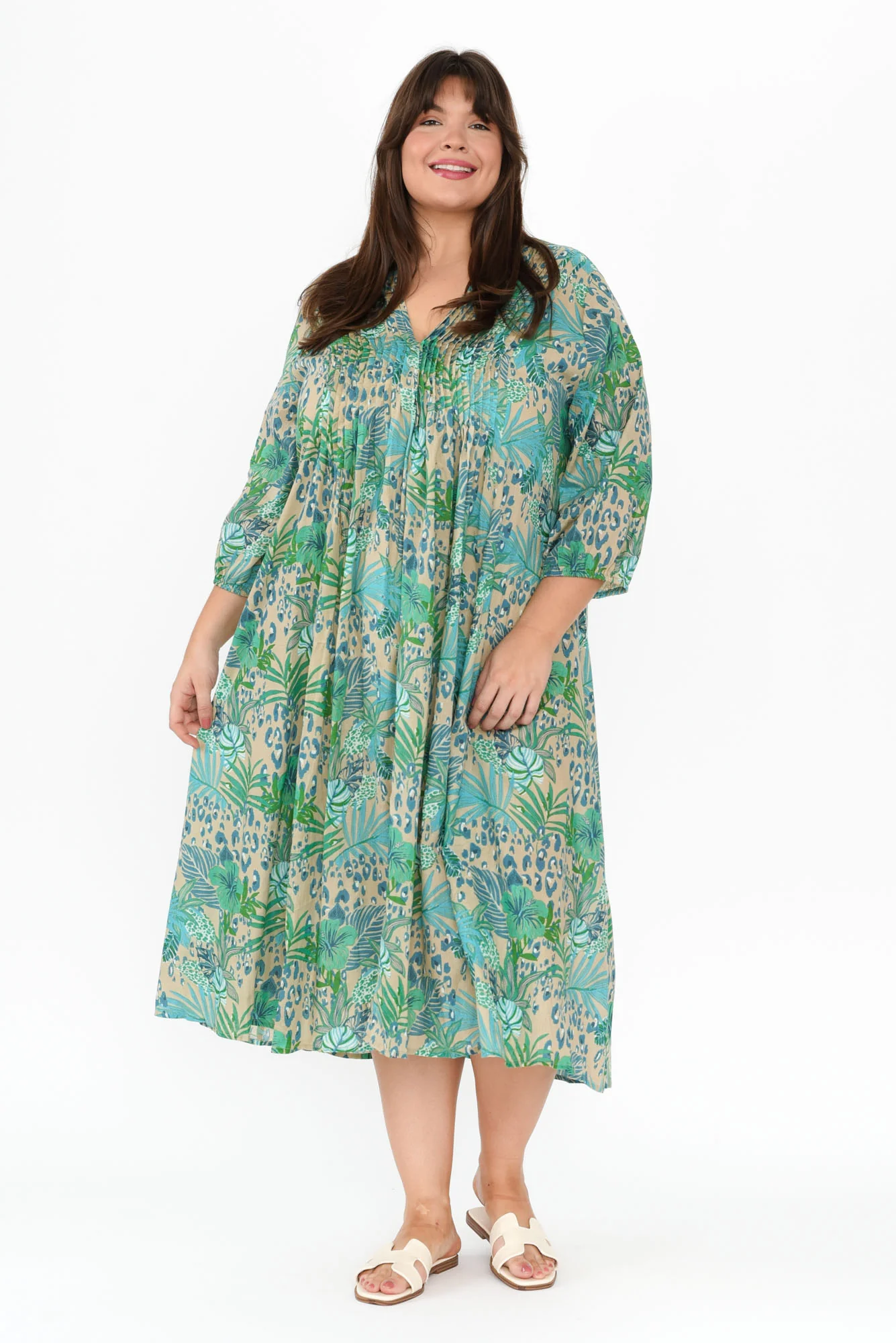 Fria Blue Jungle Cotton Dress