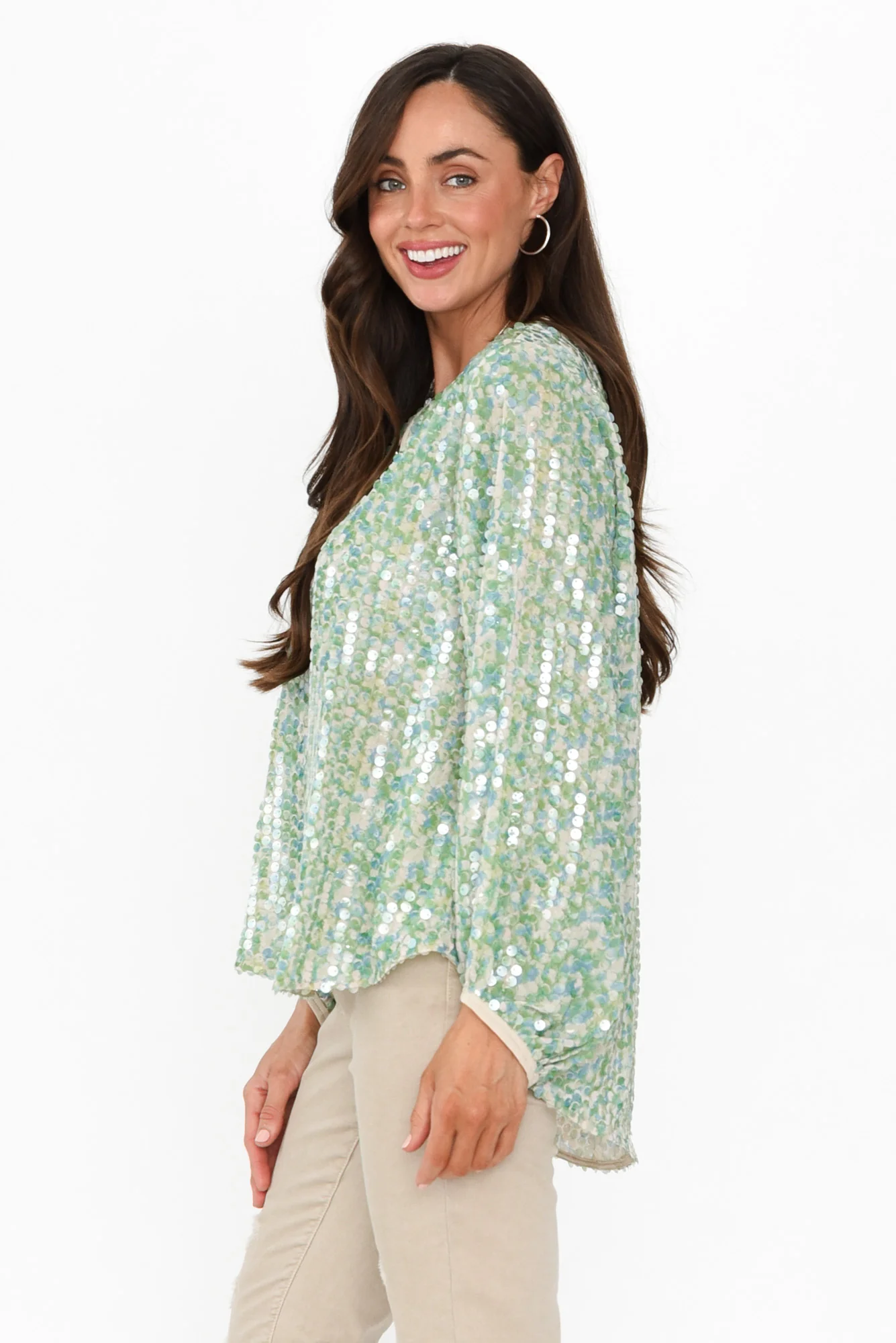 Sebina Green Sequin Top