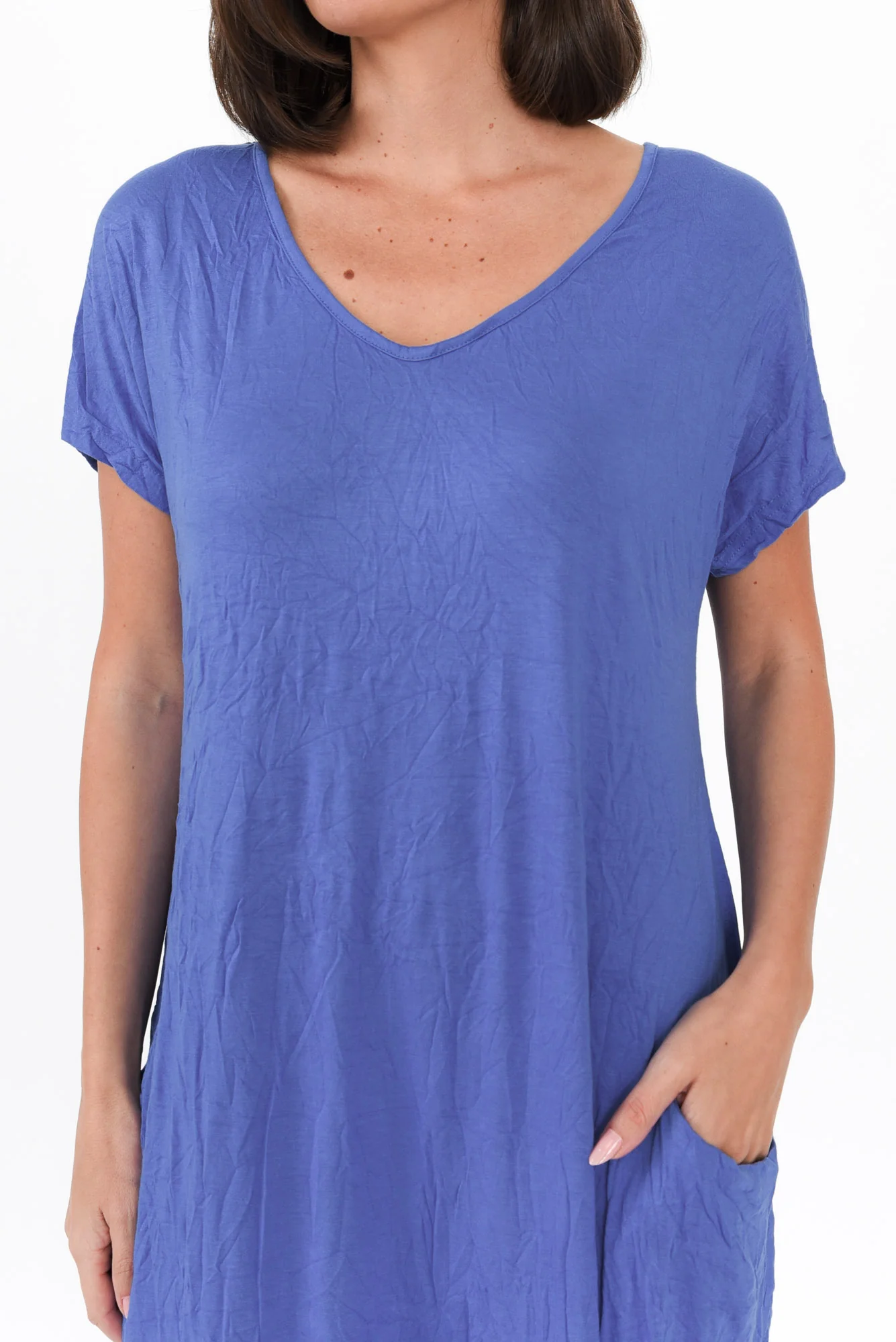 Travel Cobalt Crinkle Cotton Dress