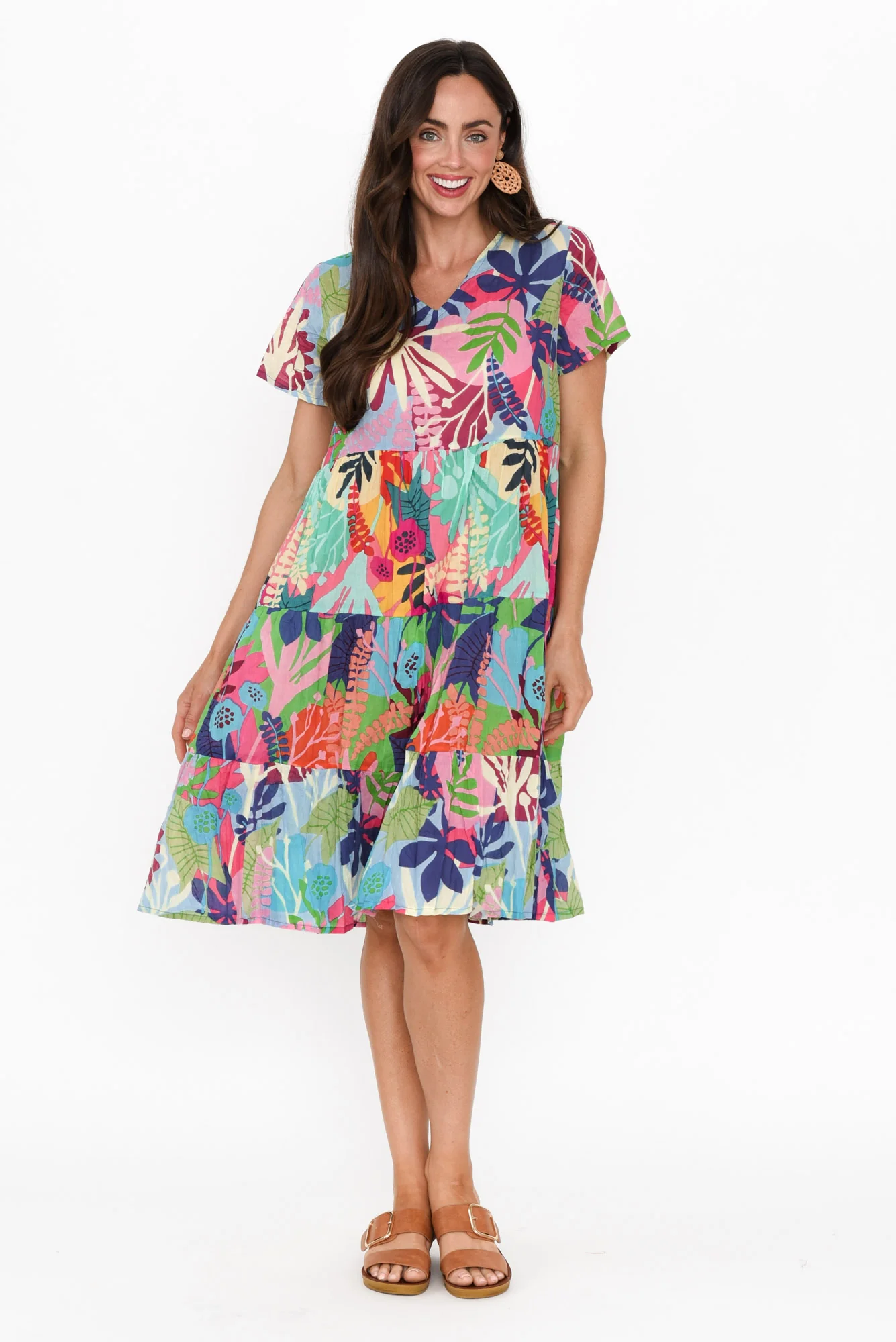 Lania Blue Garden Crinkle Cotton Dress