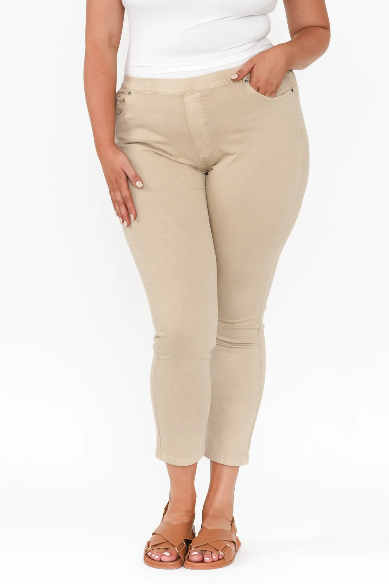 Zadie Beige Stretch Jeans