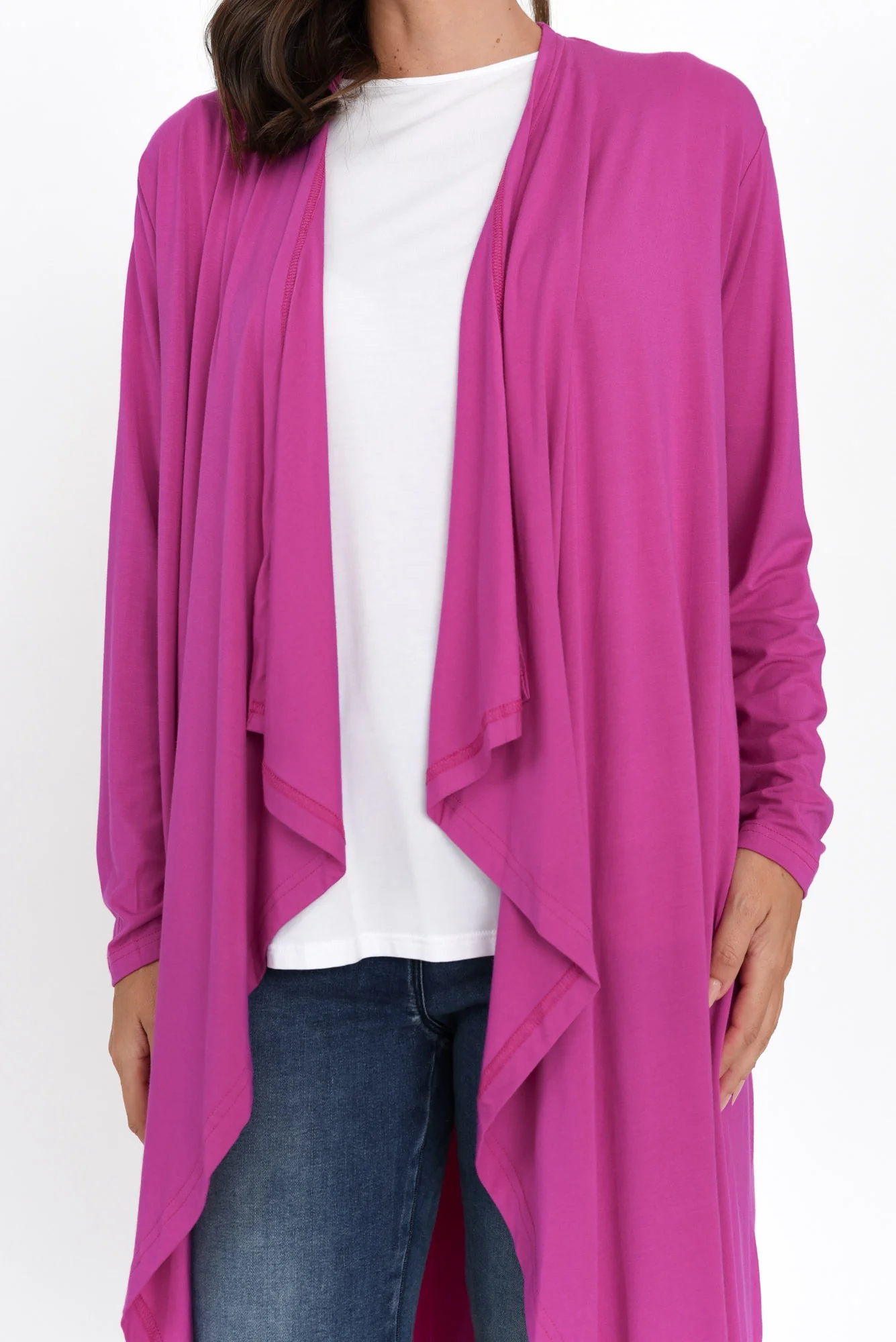 Leanna Magenta Bamboo Waterfall Cardigan