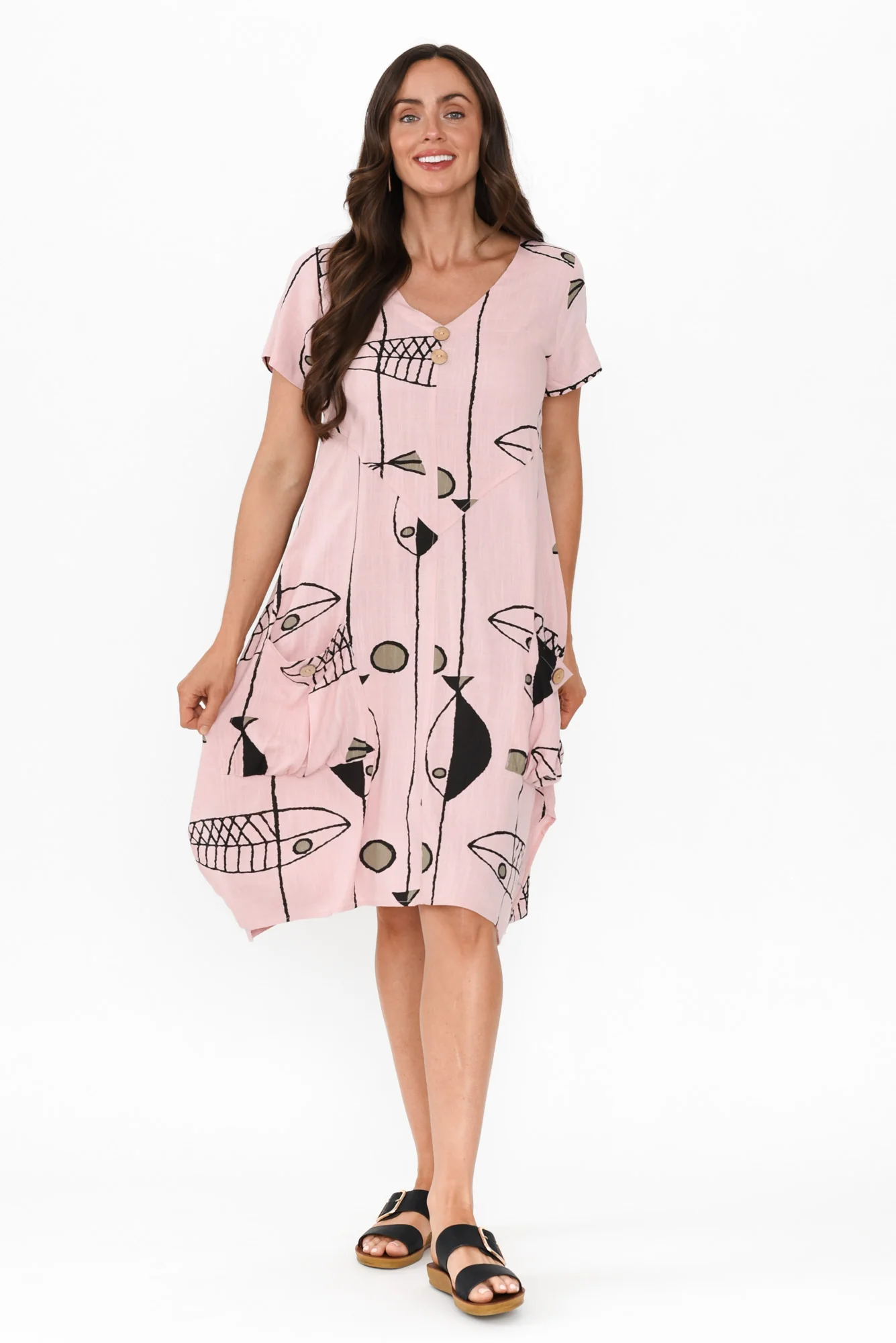 Bryant Pink Sea Linen Cotton Dress