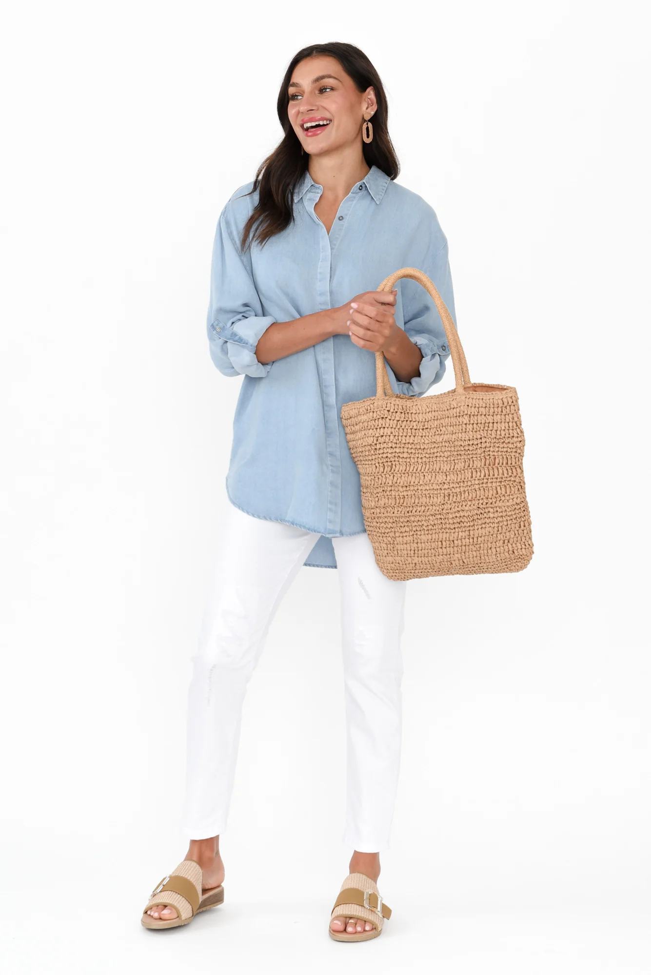 Jenaya Blue Chambray Collared Shirt