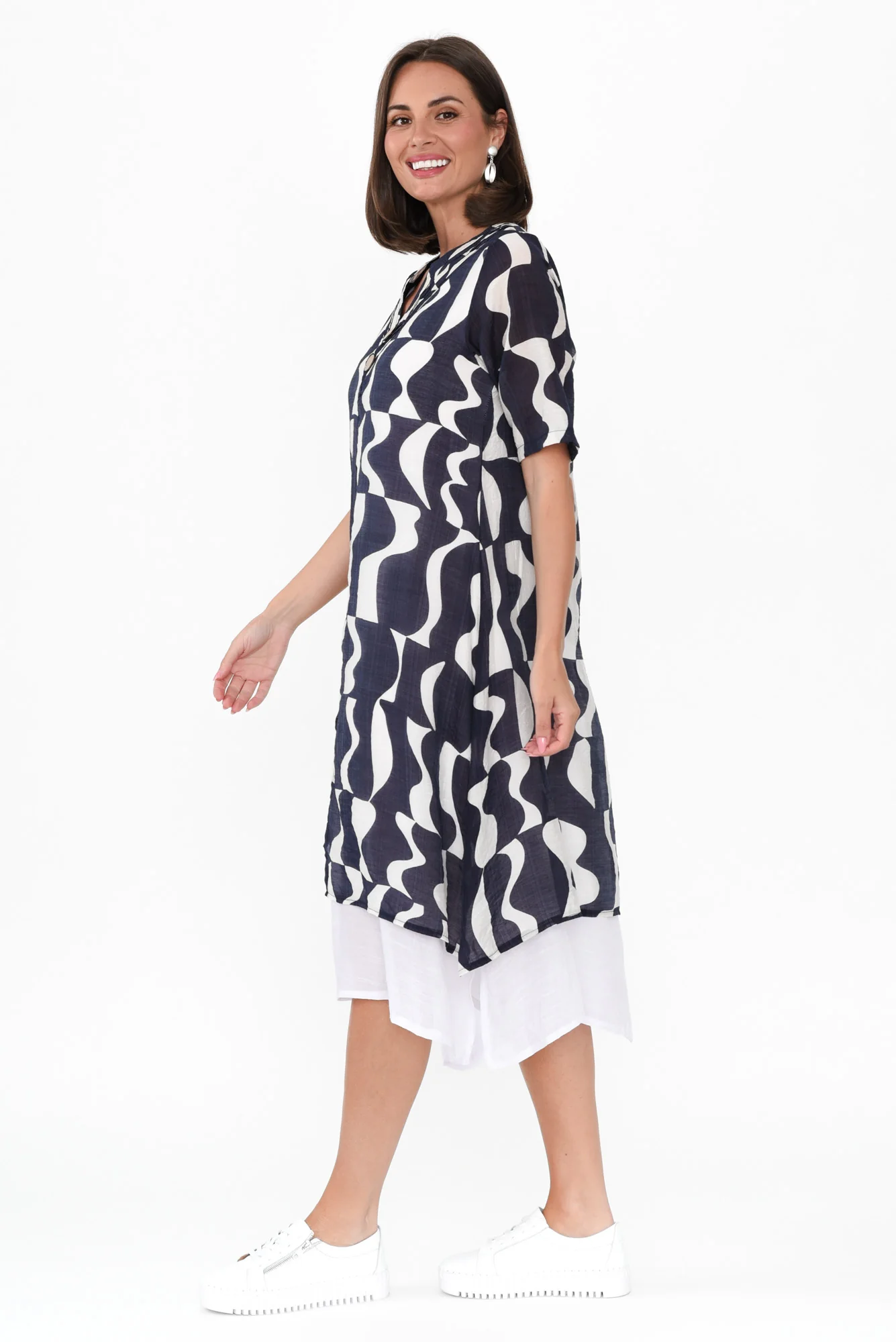 Nala Navy Abstract Layers Dress