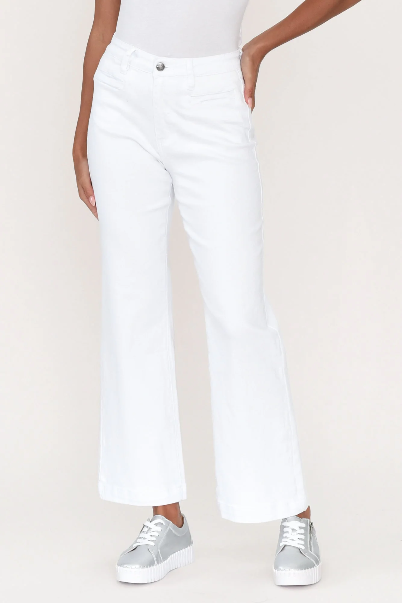 Retro White Wide Leg Jeans
