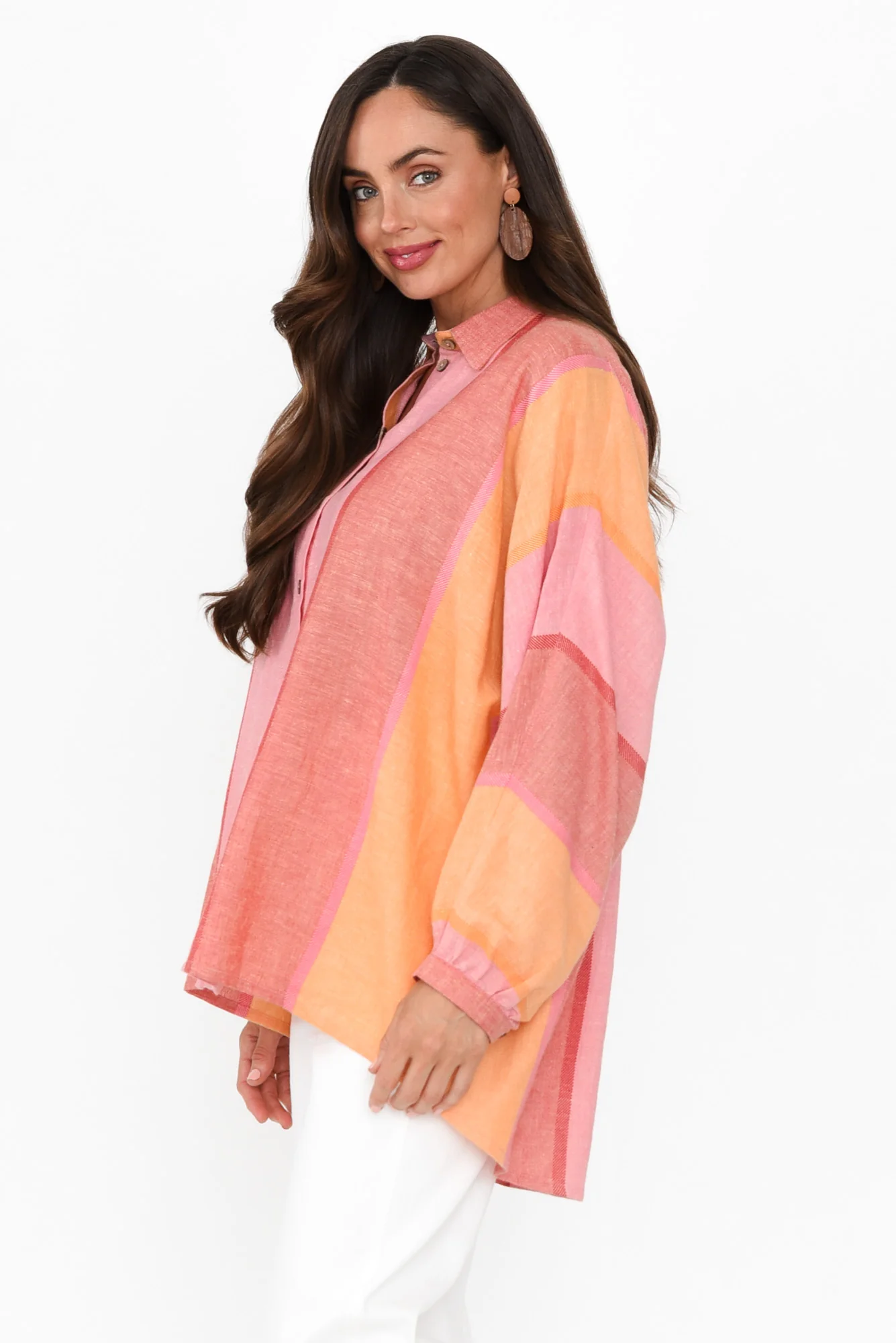 Milano Pink Stripe Linen Blend Shirt