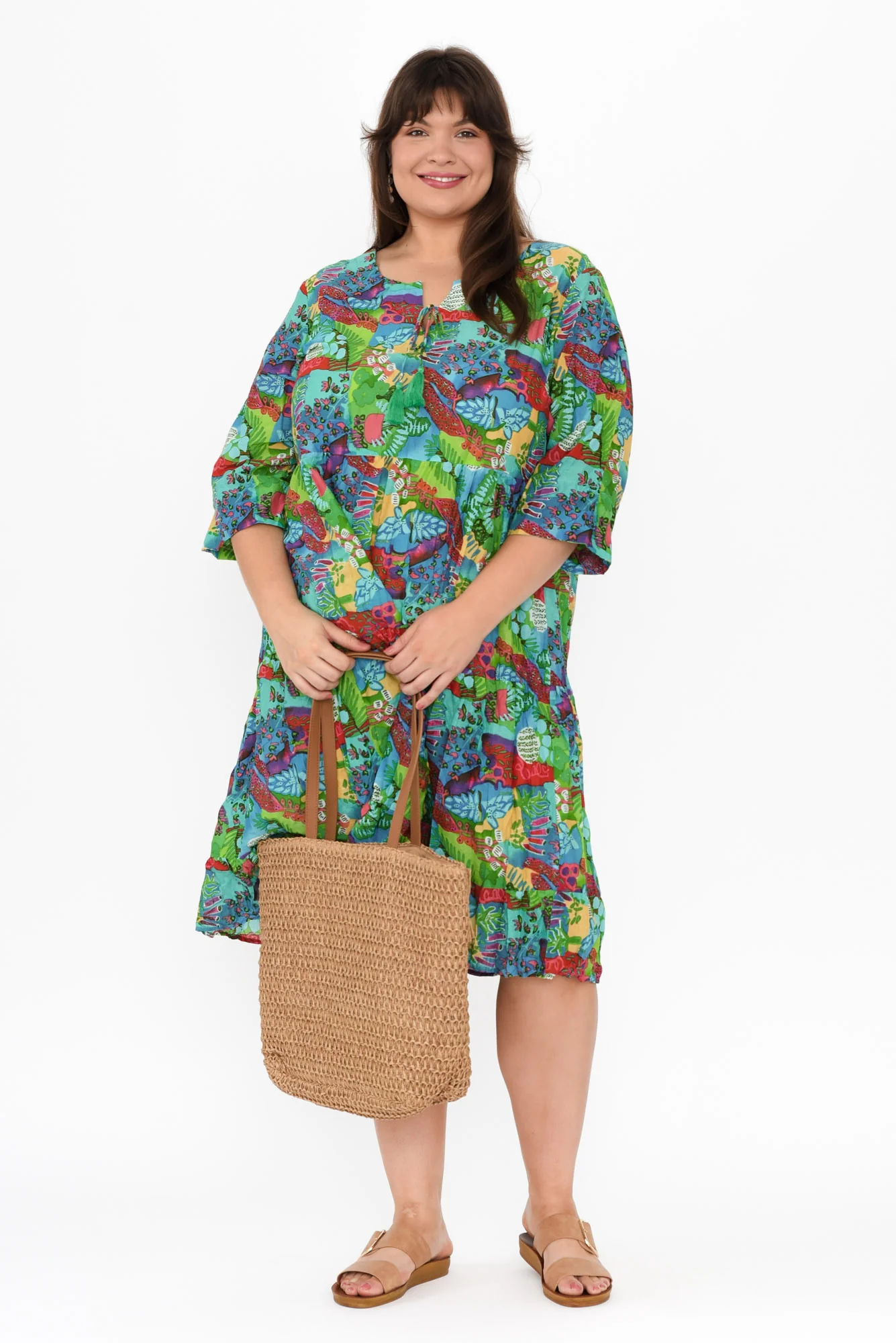 Milana Green Serenity Crinkle Cotton Dress