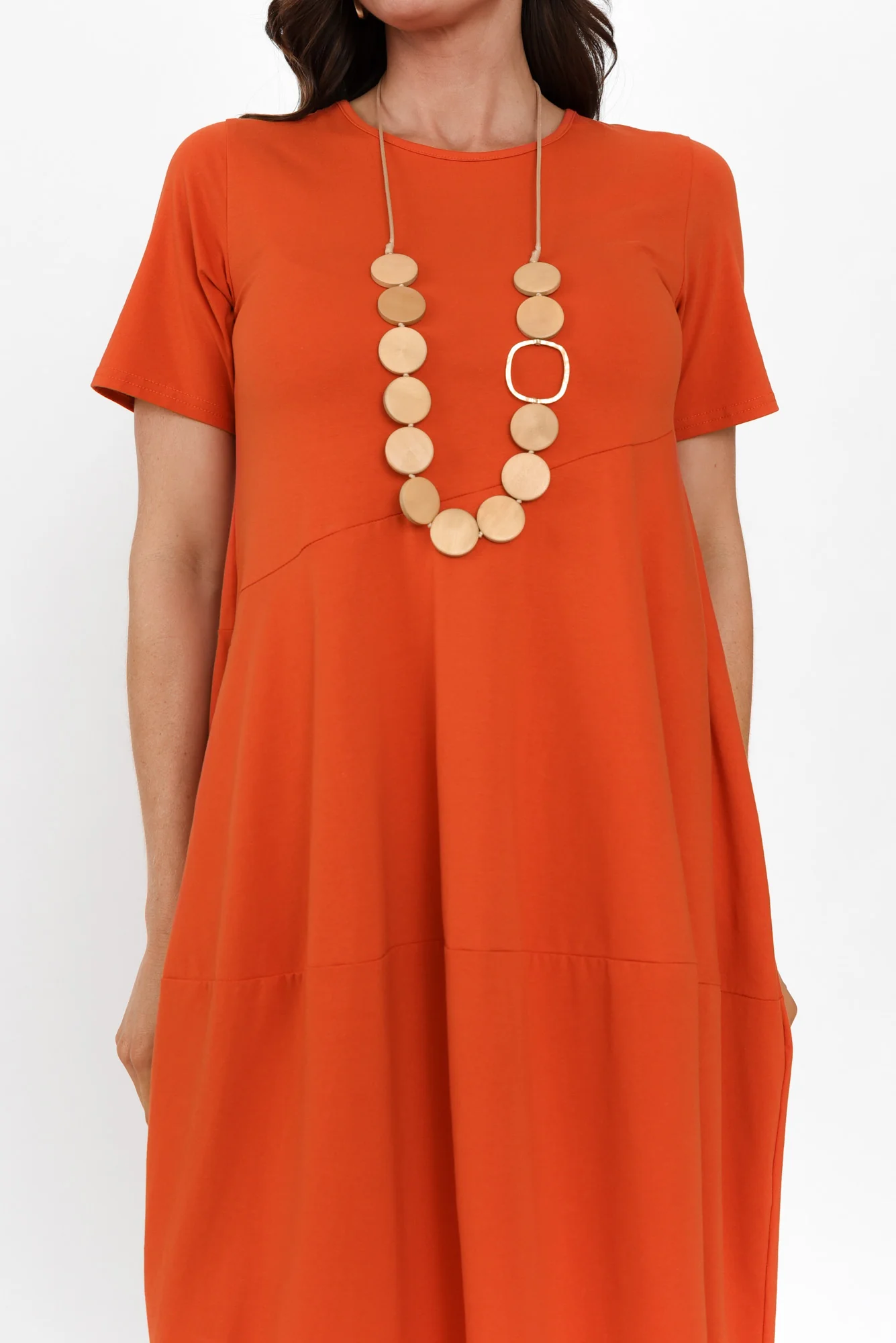Morgan Orange Diagonal Seam Dress