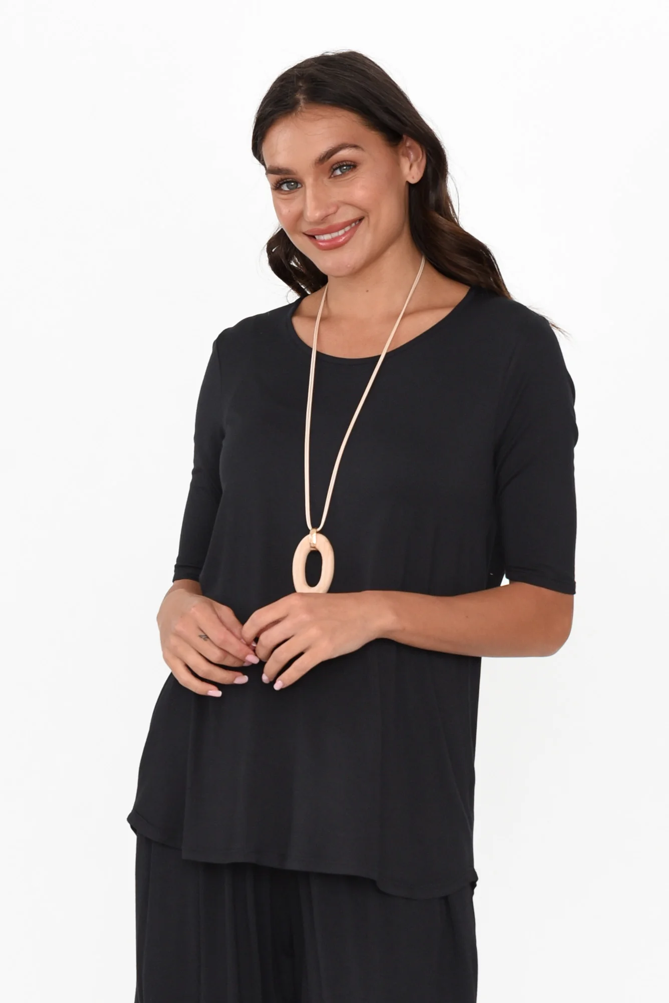 Maya Black Half Sleeve Tee