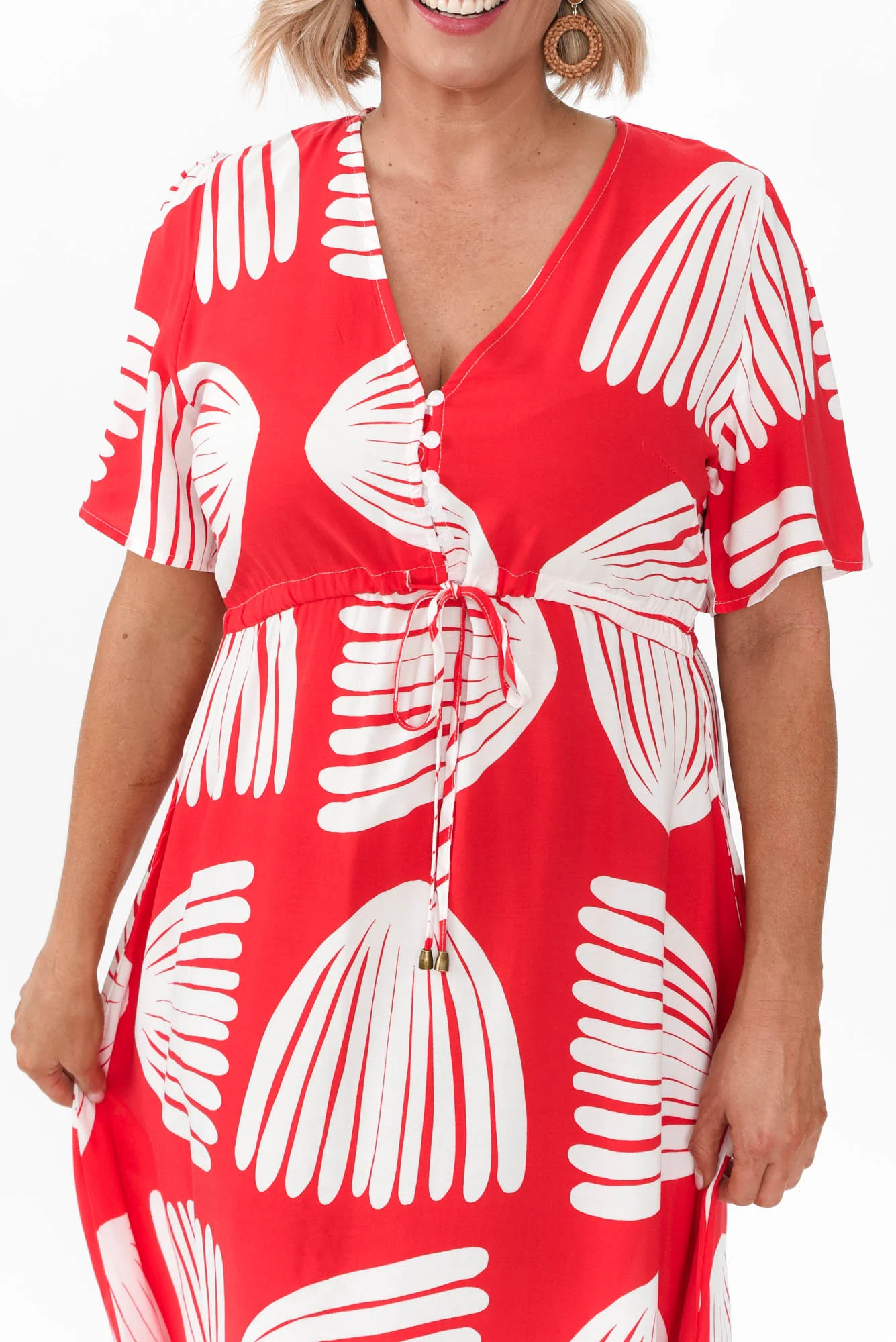 Lynton Red Shell Tie Dress