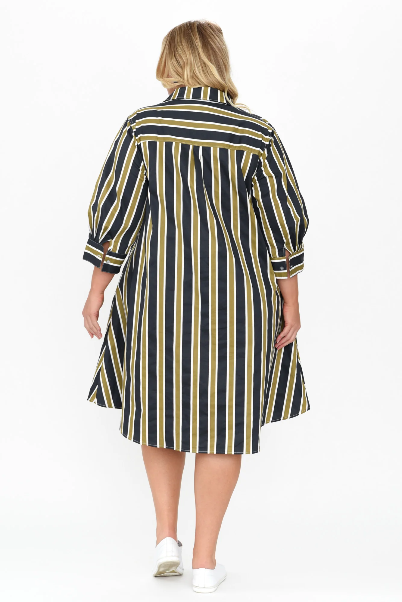 Violeta Navy Stripe Cotton Shirt Dress