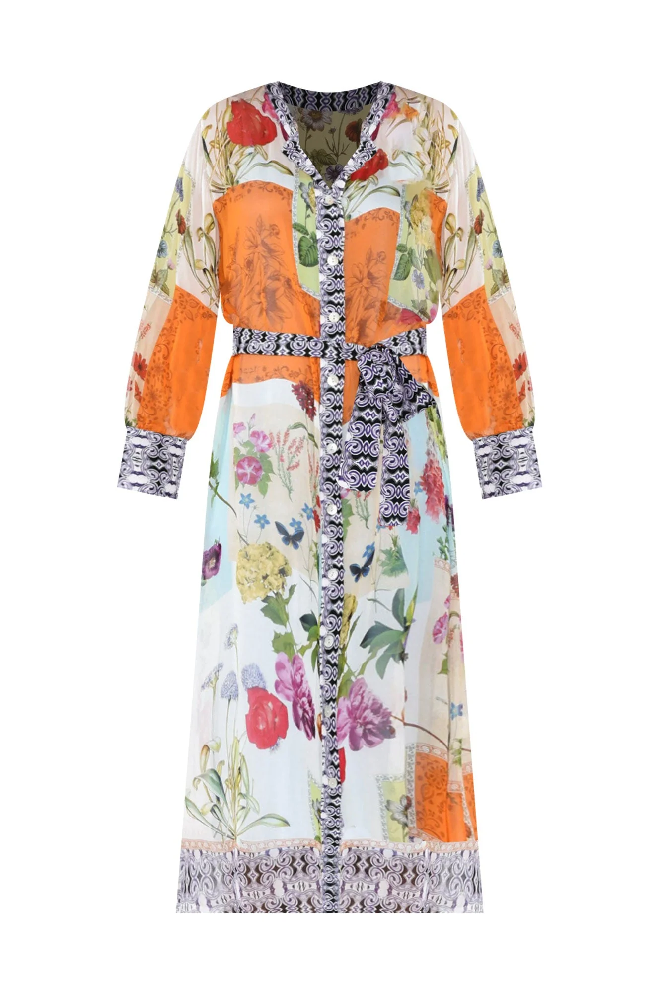 Winslet Cream Floral Shirt Tie Dress
