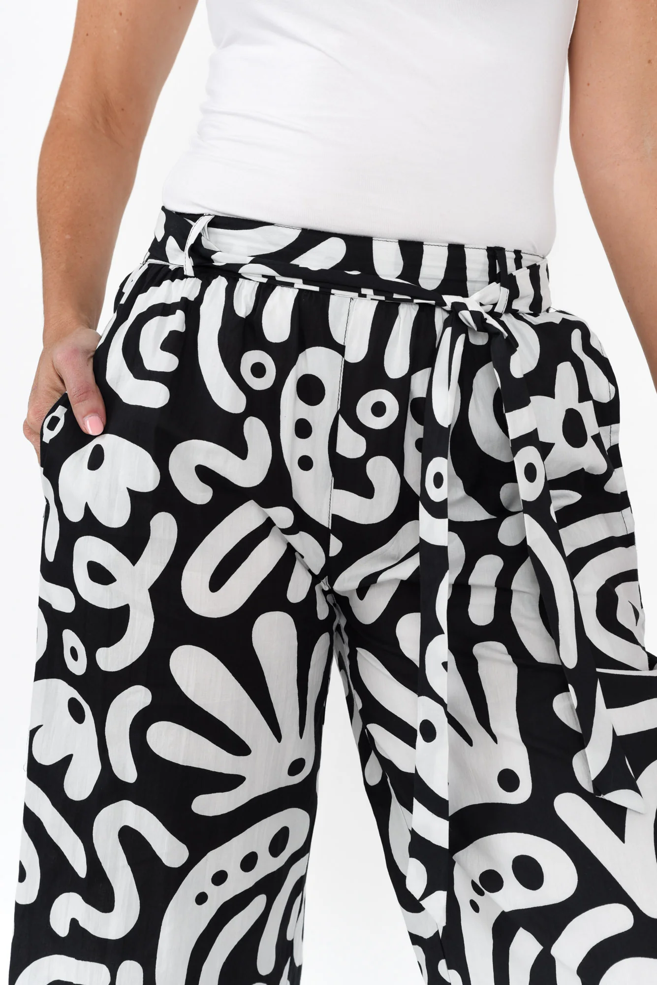 Silis Black Geo Cotton Pants