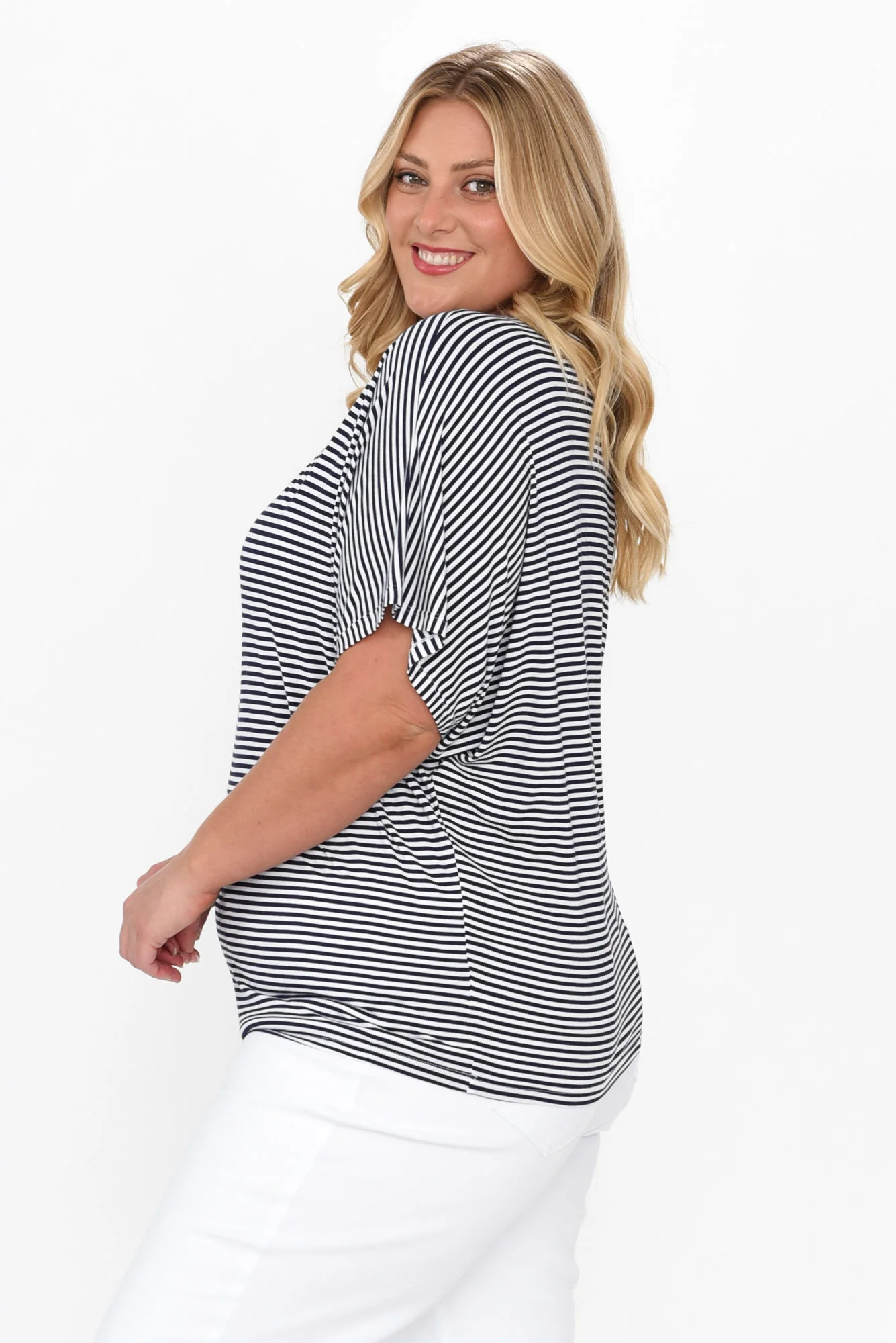 Navy and White Stripe Maui Tee