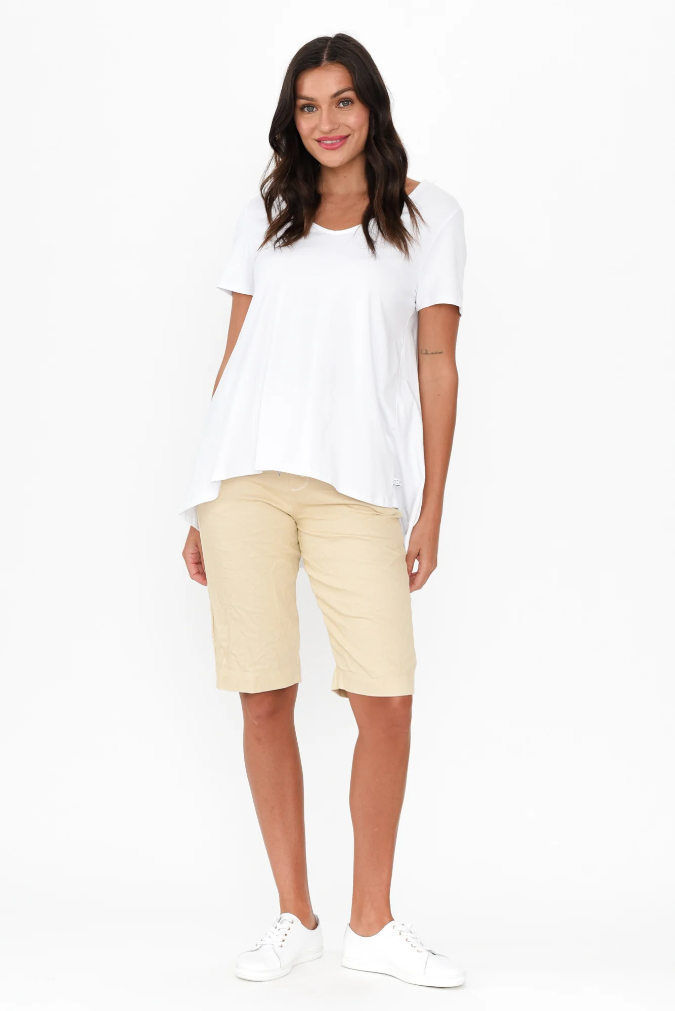 Asha Natural Cotton Blend Drawstring Shorts