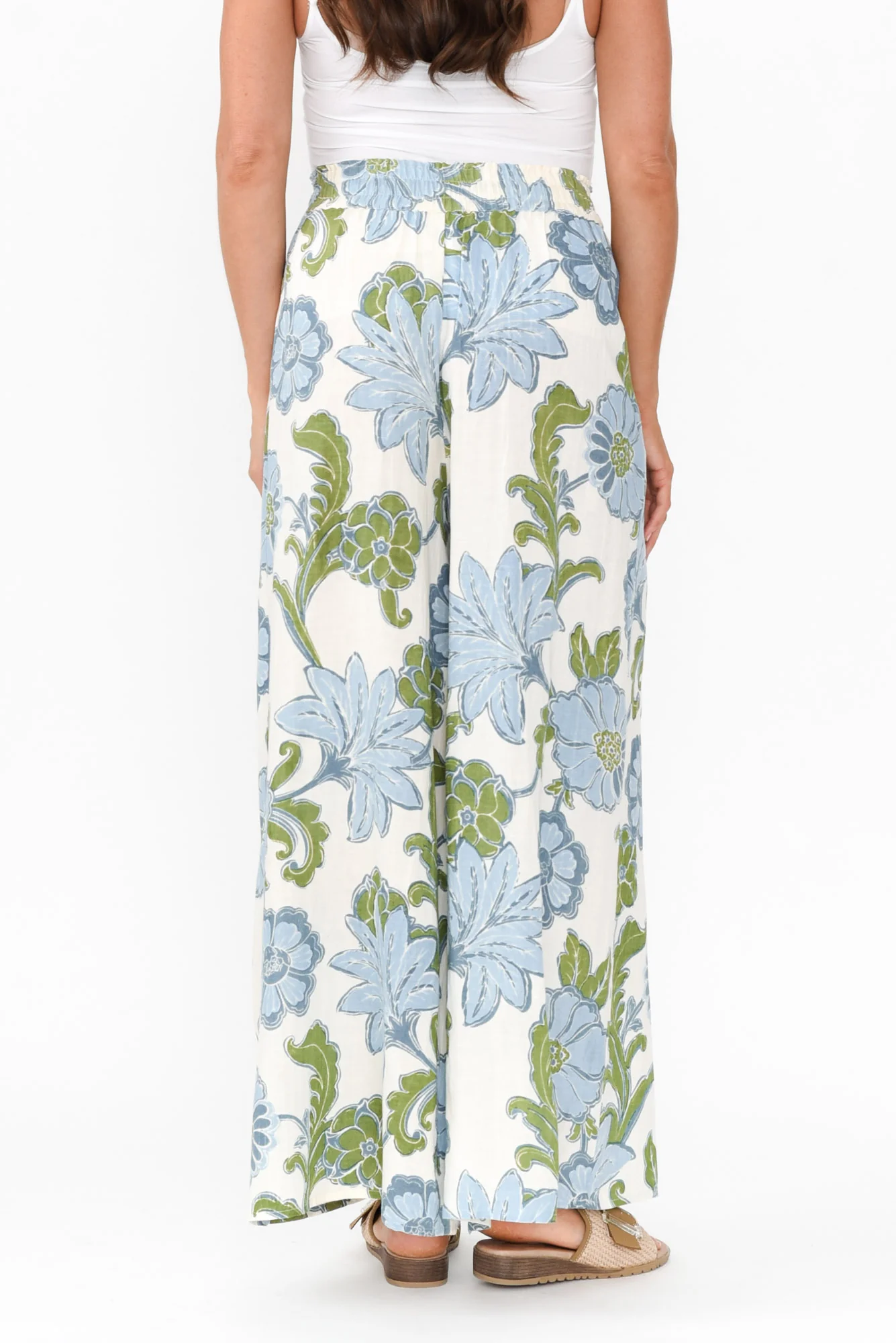 Freedom Blue Floral Linen Blend Pants