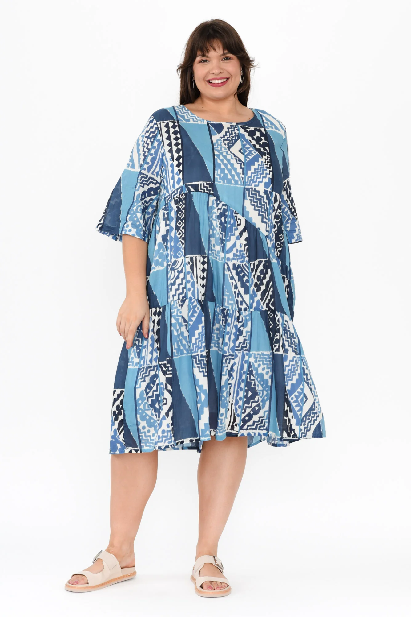 Violetta Blue Motif Cotton Dress