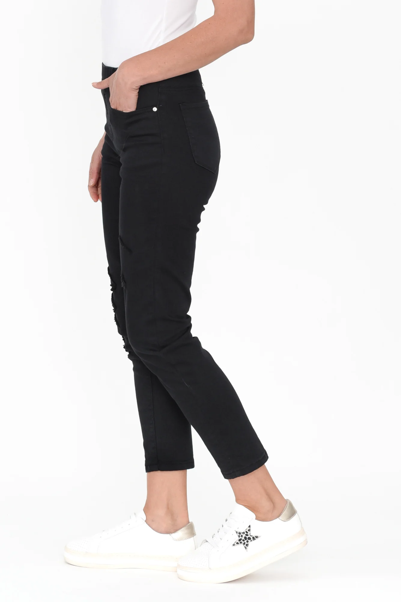 Zadie Distressed Black Stretch Jeans