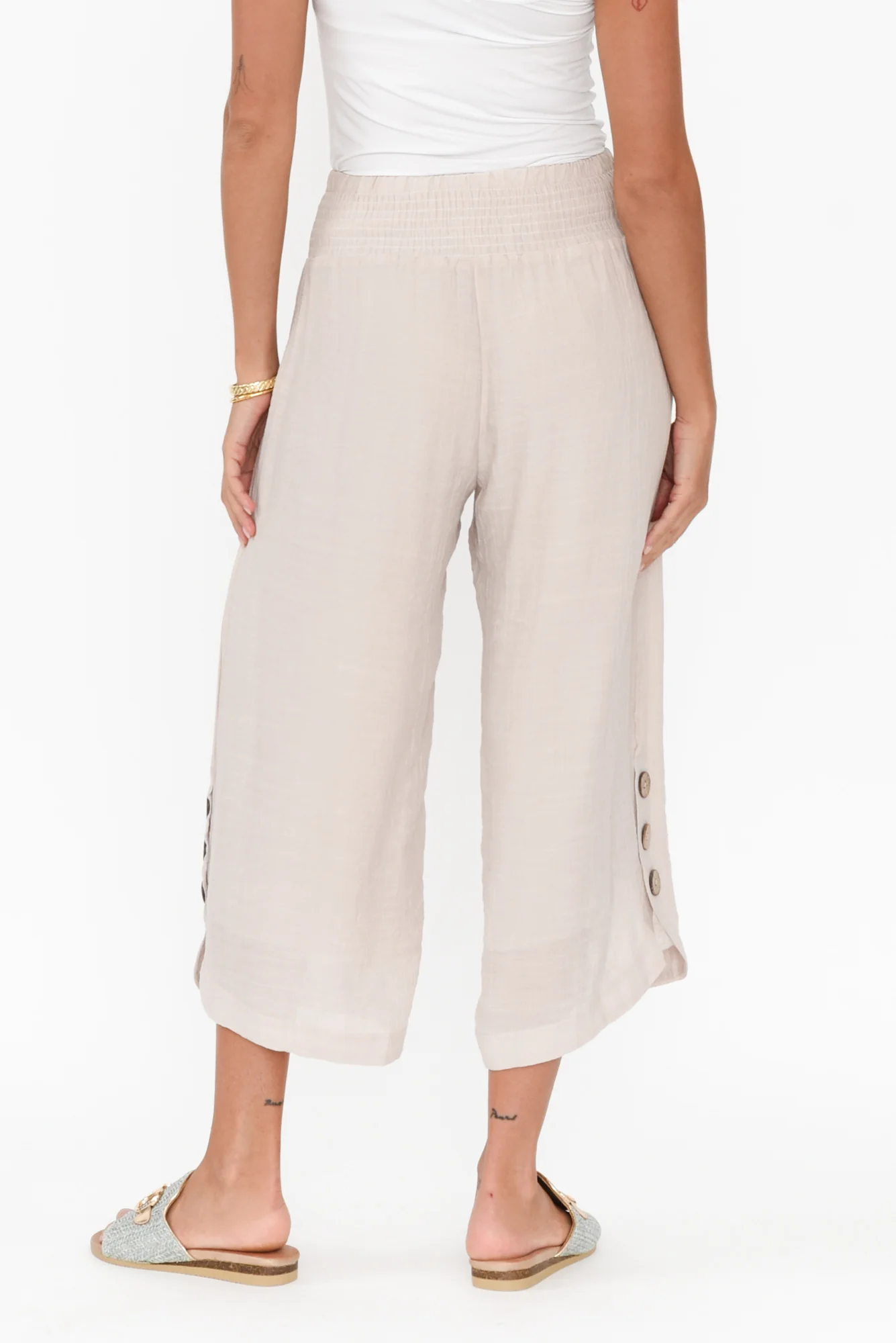 Lettie Beige Button Pant