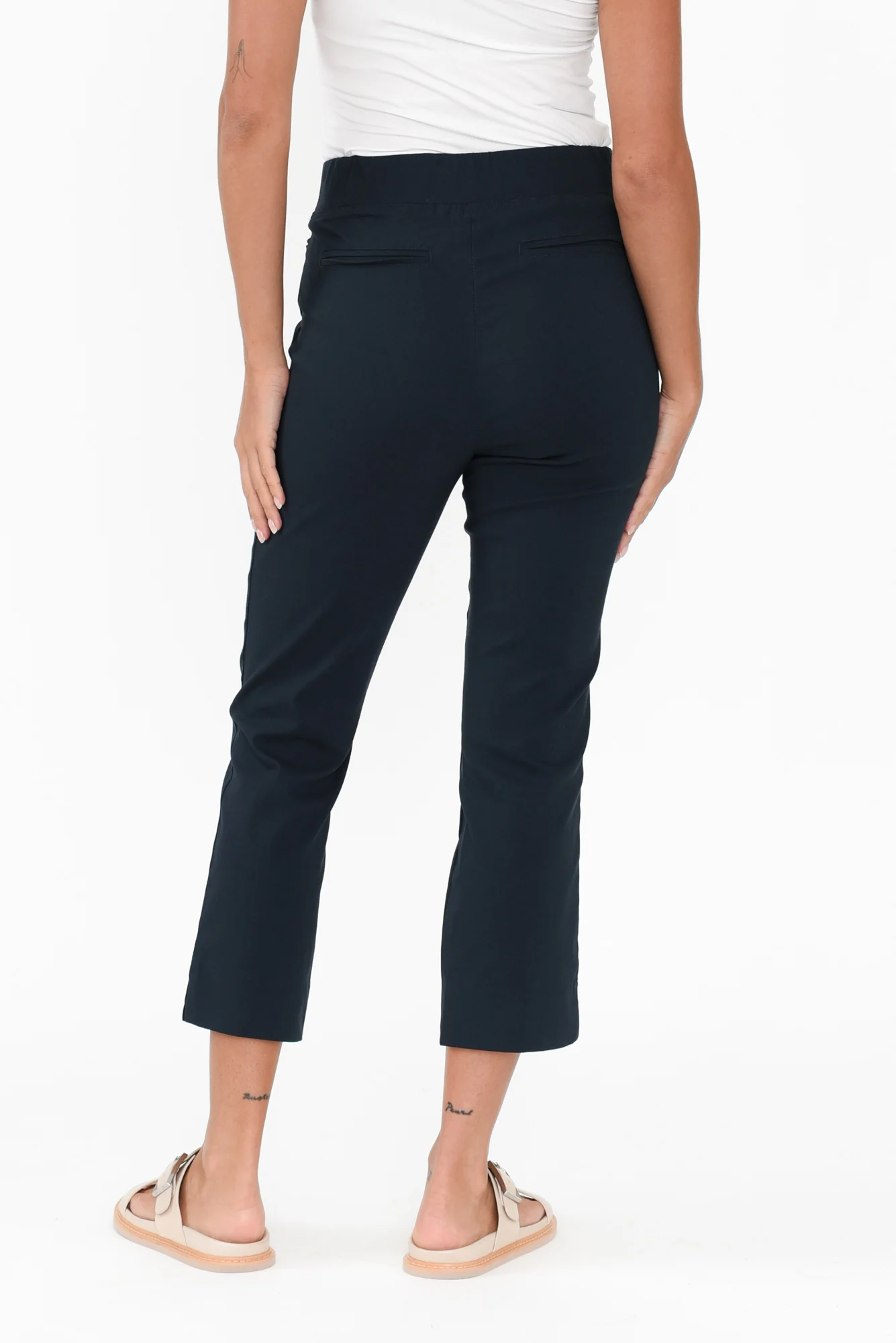 Paula Navy Stretch Cropped Pants