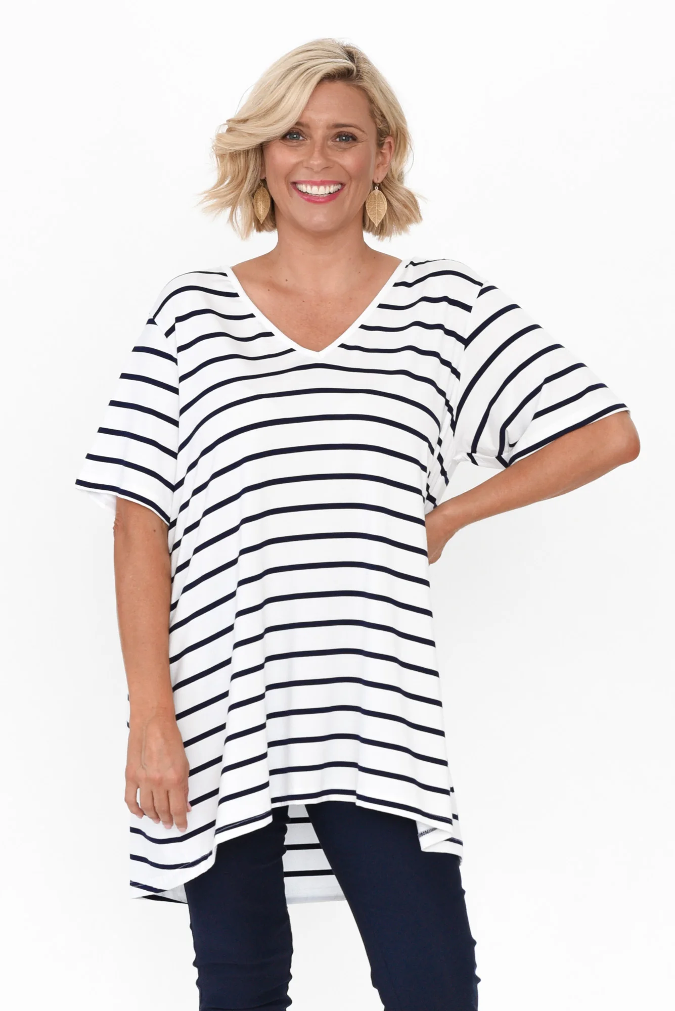 Novella White Stripe Bamboo Top