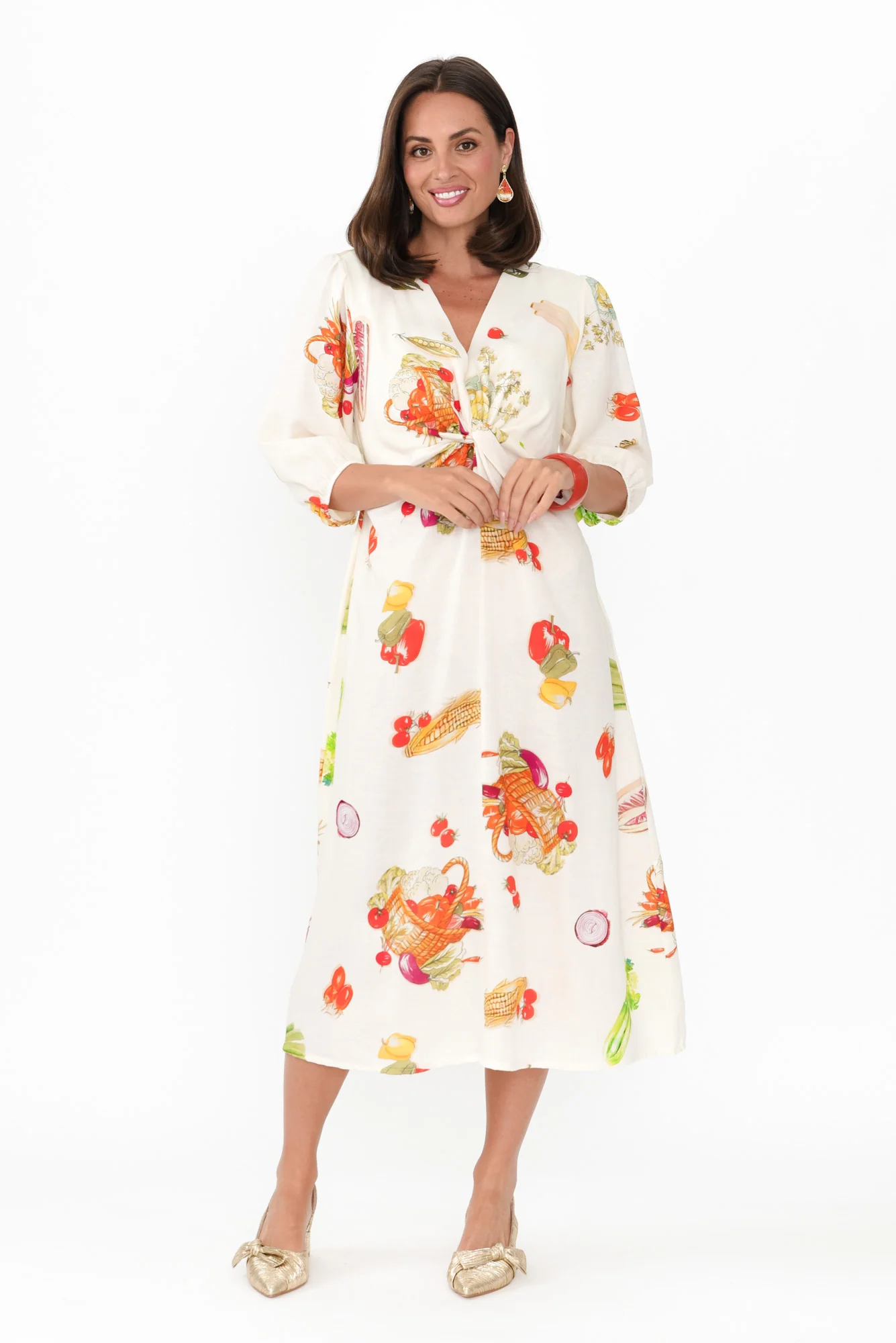 Jiselle White Harvest Linen Blend Dress