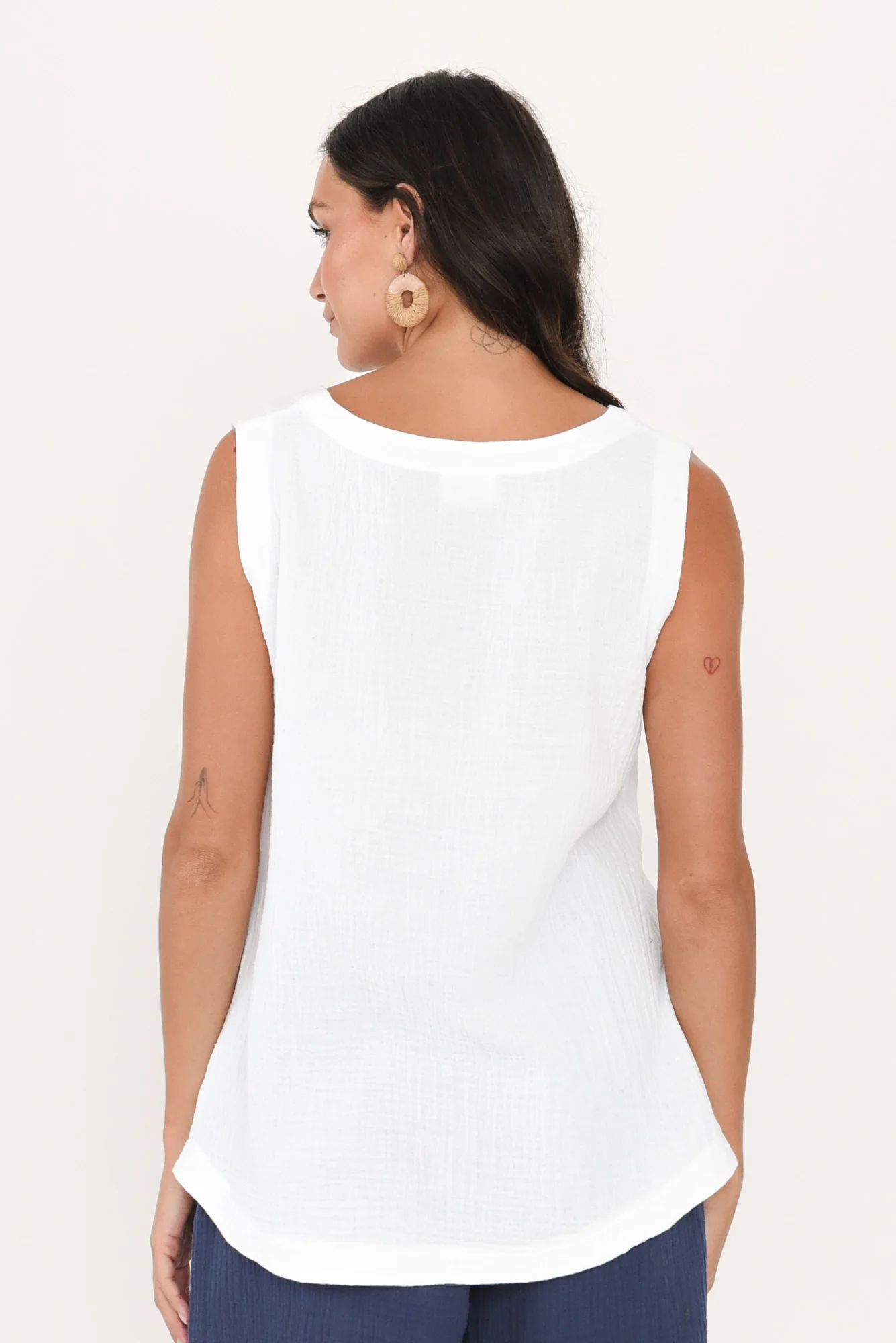 Reuben White Cotton Cheesecloth Tank