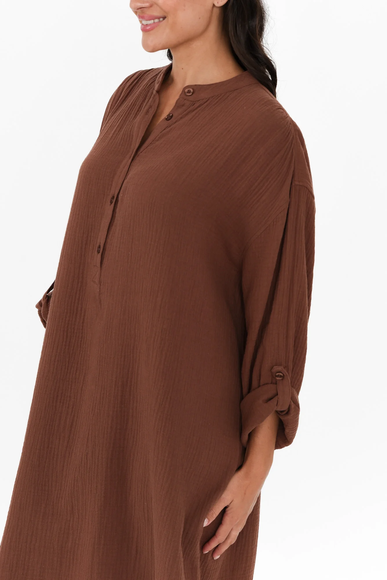 Tropez Mocha Cotton Cheesecloth Kaftan