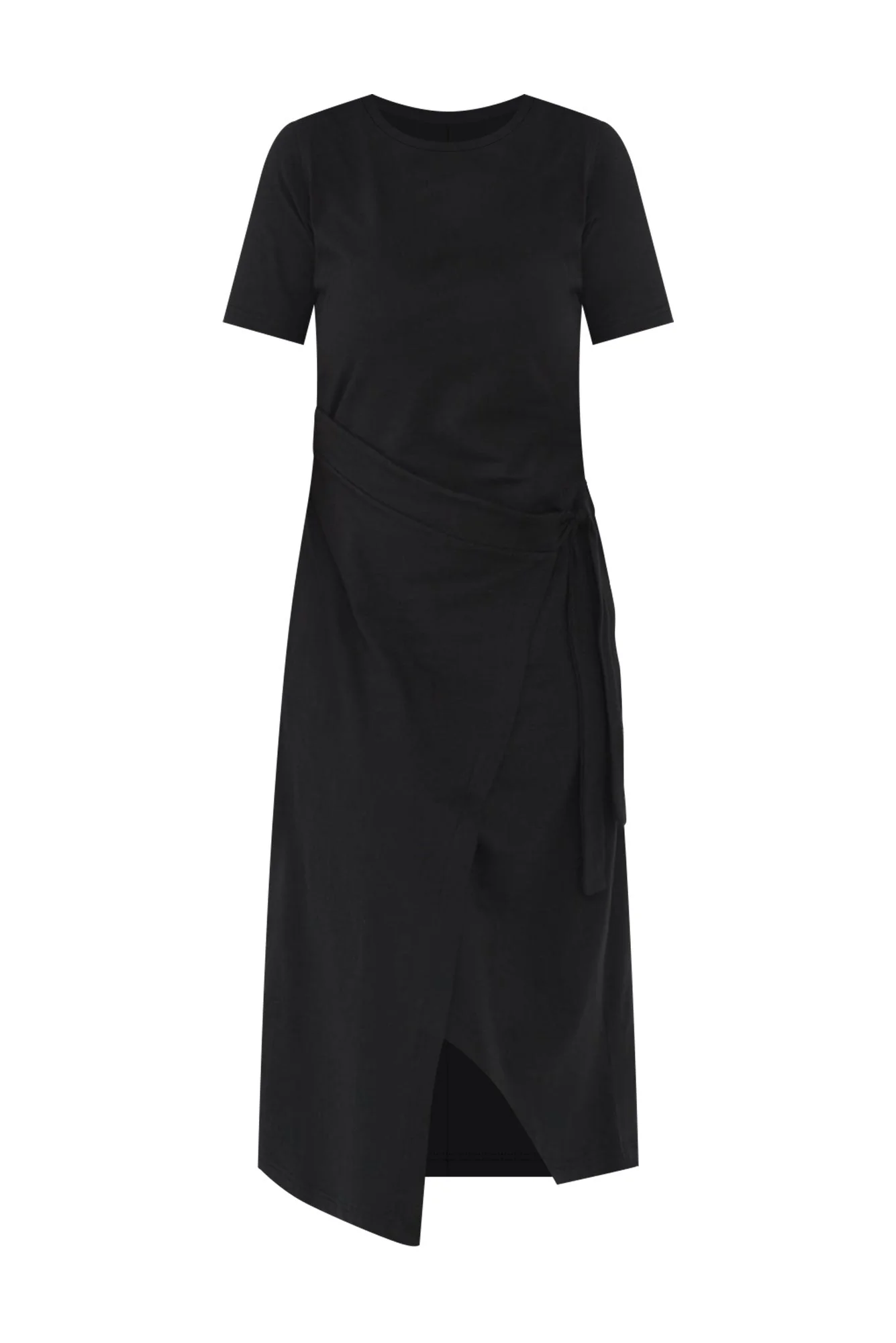 Georgie Black Wrap Cotton Tee Dress