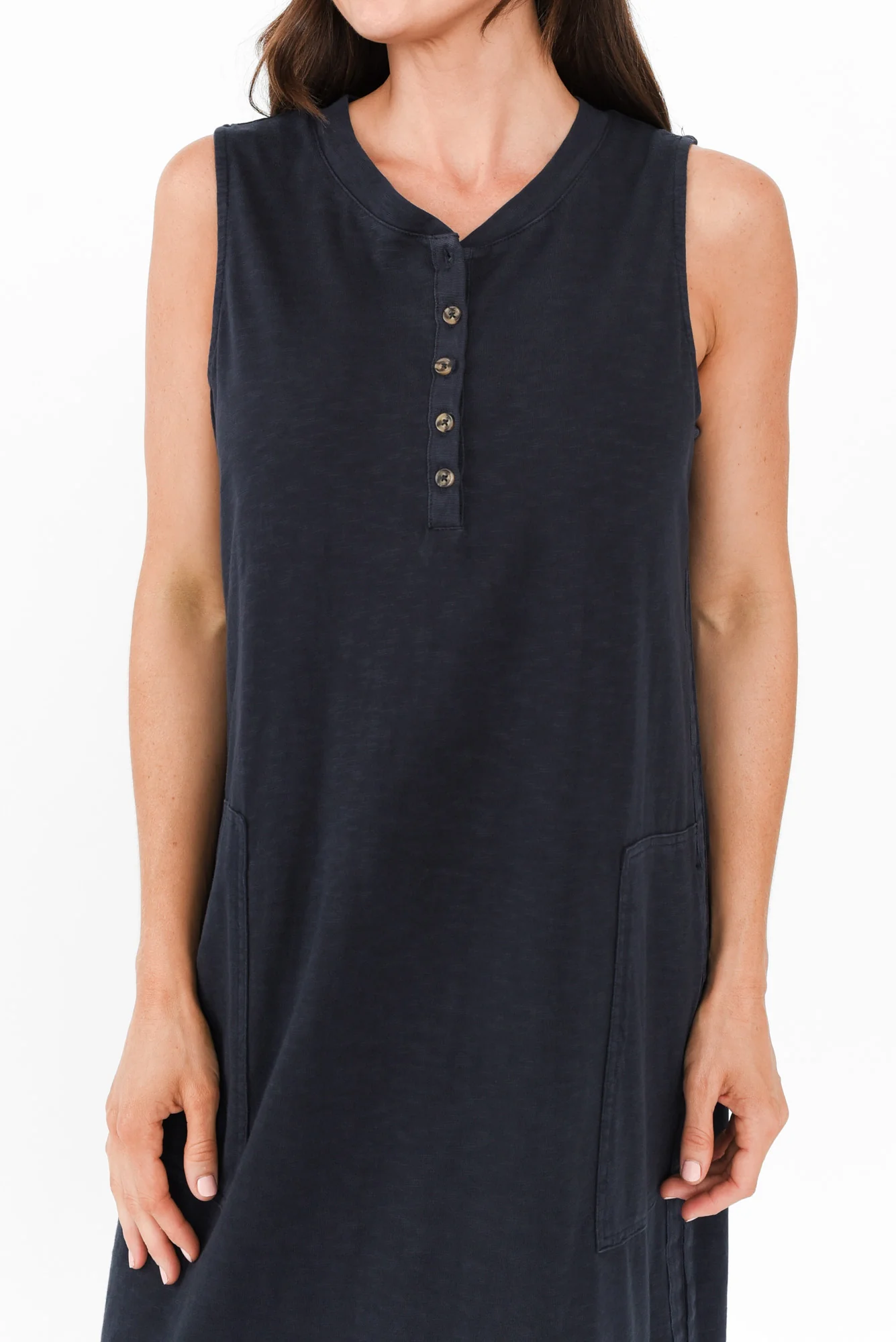 Elysian Navy Cotton Pocket Dress