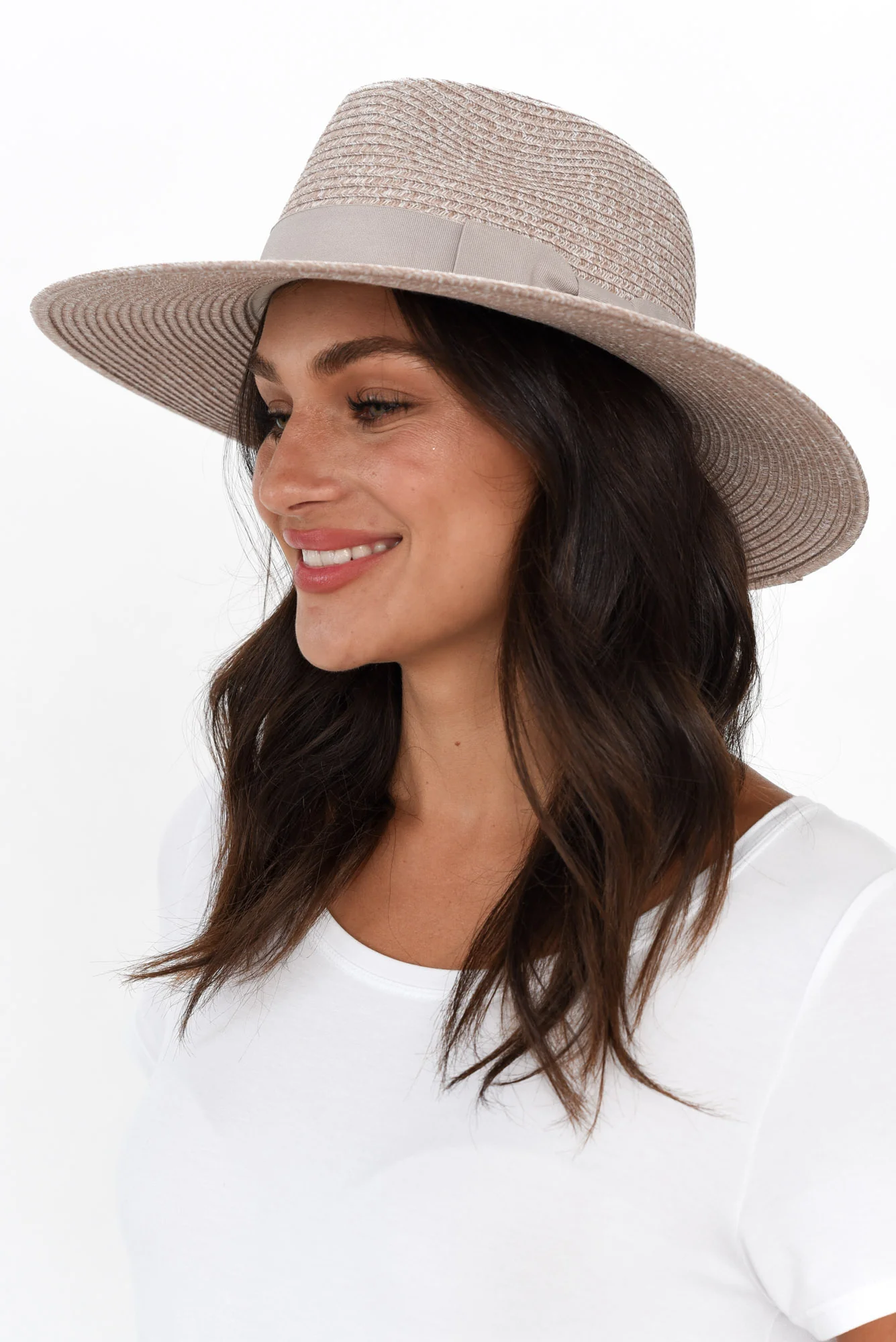 Fiona Sand Wide Brim Travel Fedora