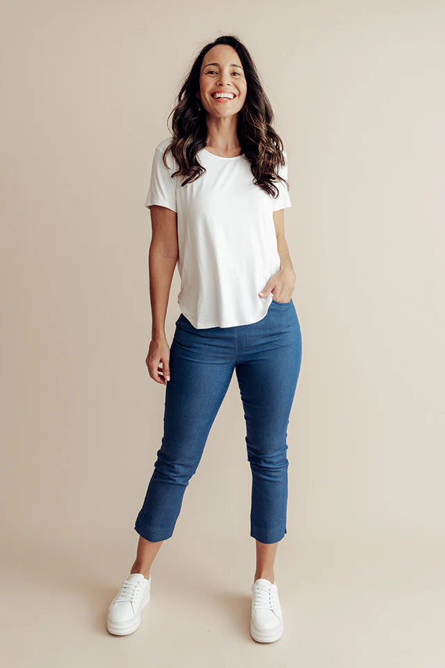 Monza Dark Blue Stretch 7/8 Pants