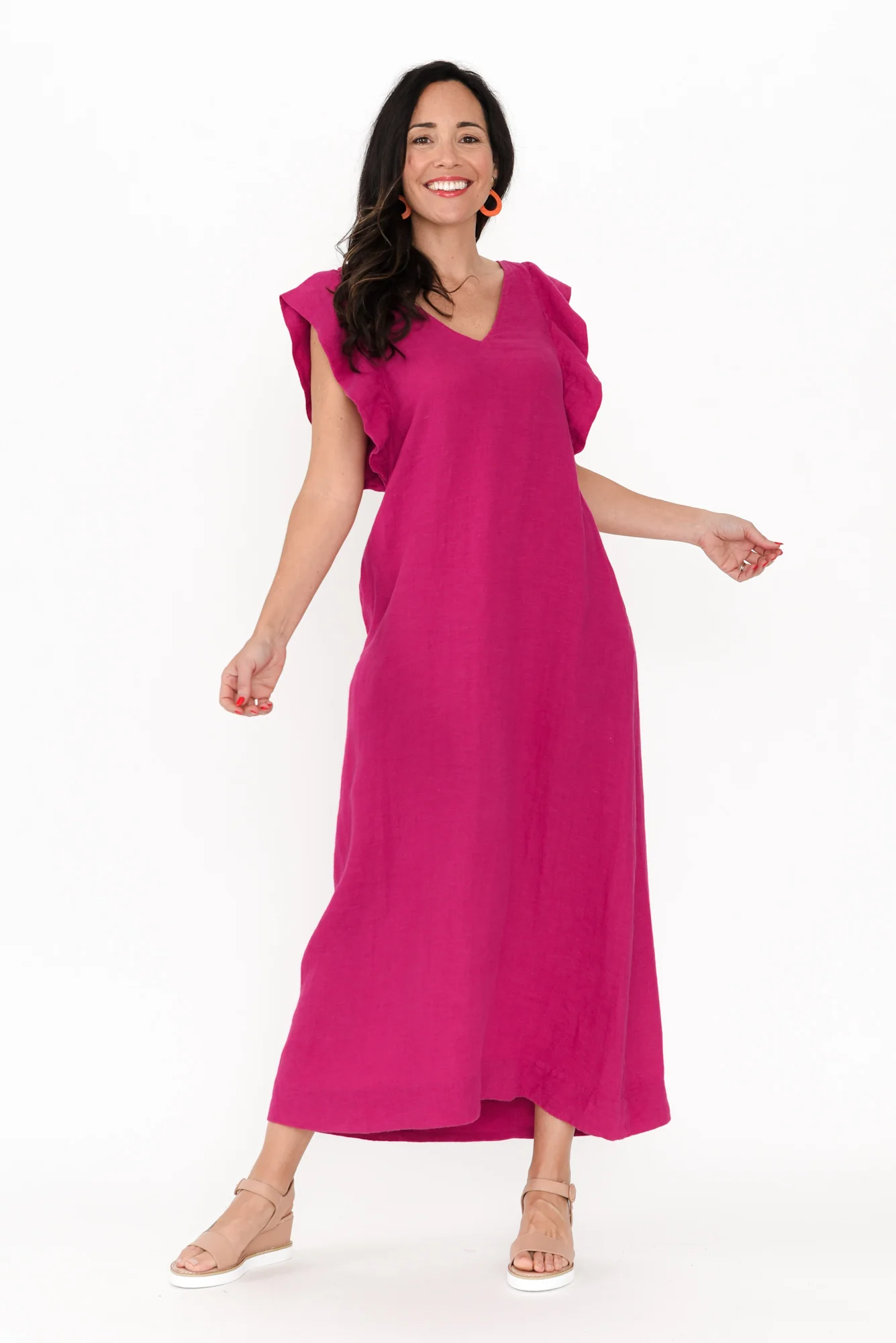Matilda Hot Pink Pink Linen Dress