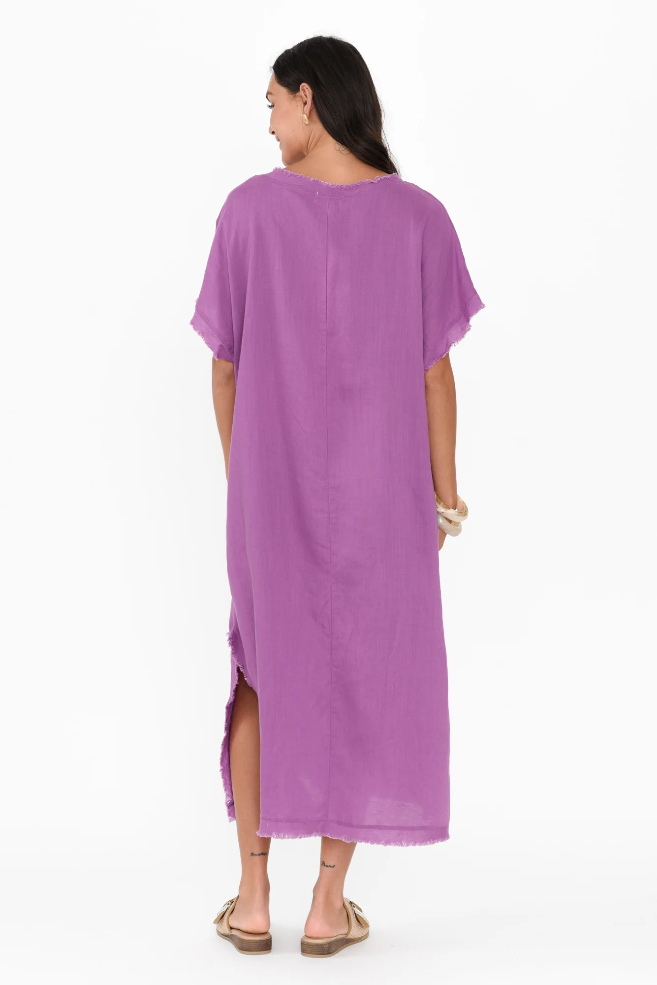 Darlene Purple Linen Blend Dress