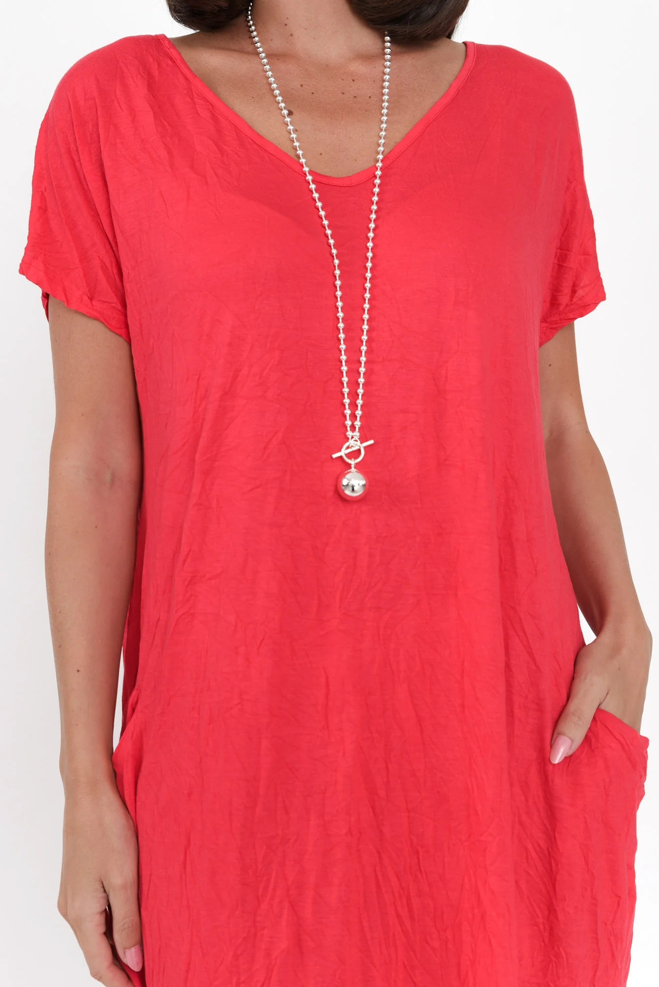 Travel Berry Crinkle Cotton Dress