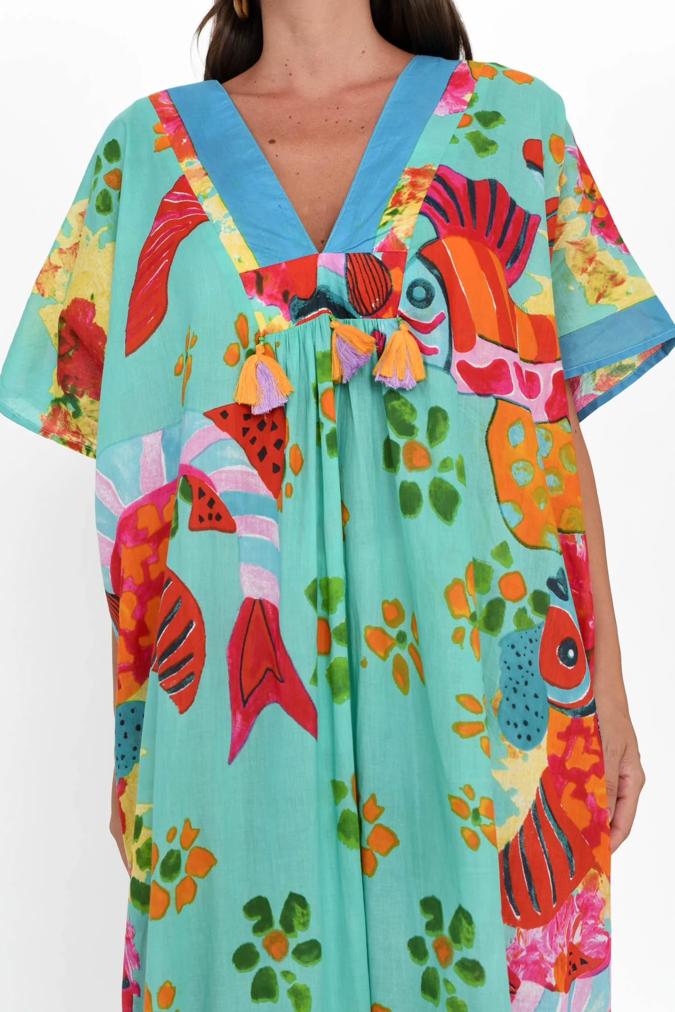 Tiwi Teal Sea Cotton Kaftan