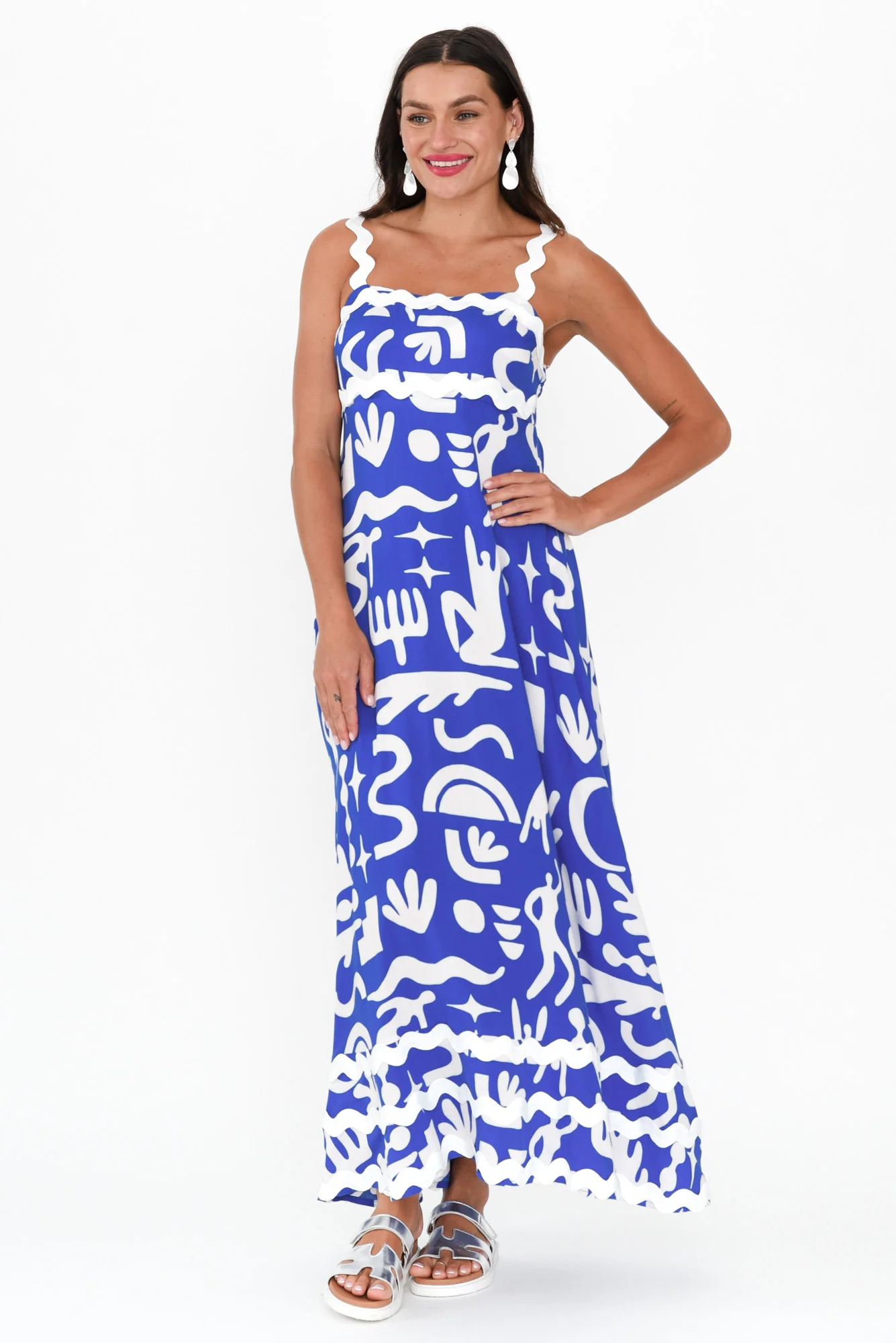 Eda Blue Abstract Maxi Dress