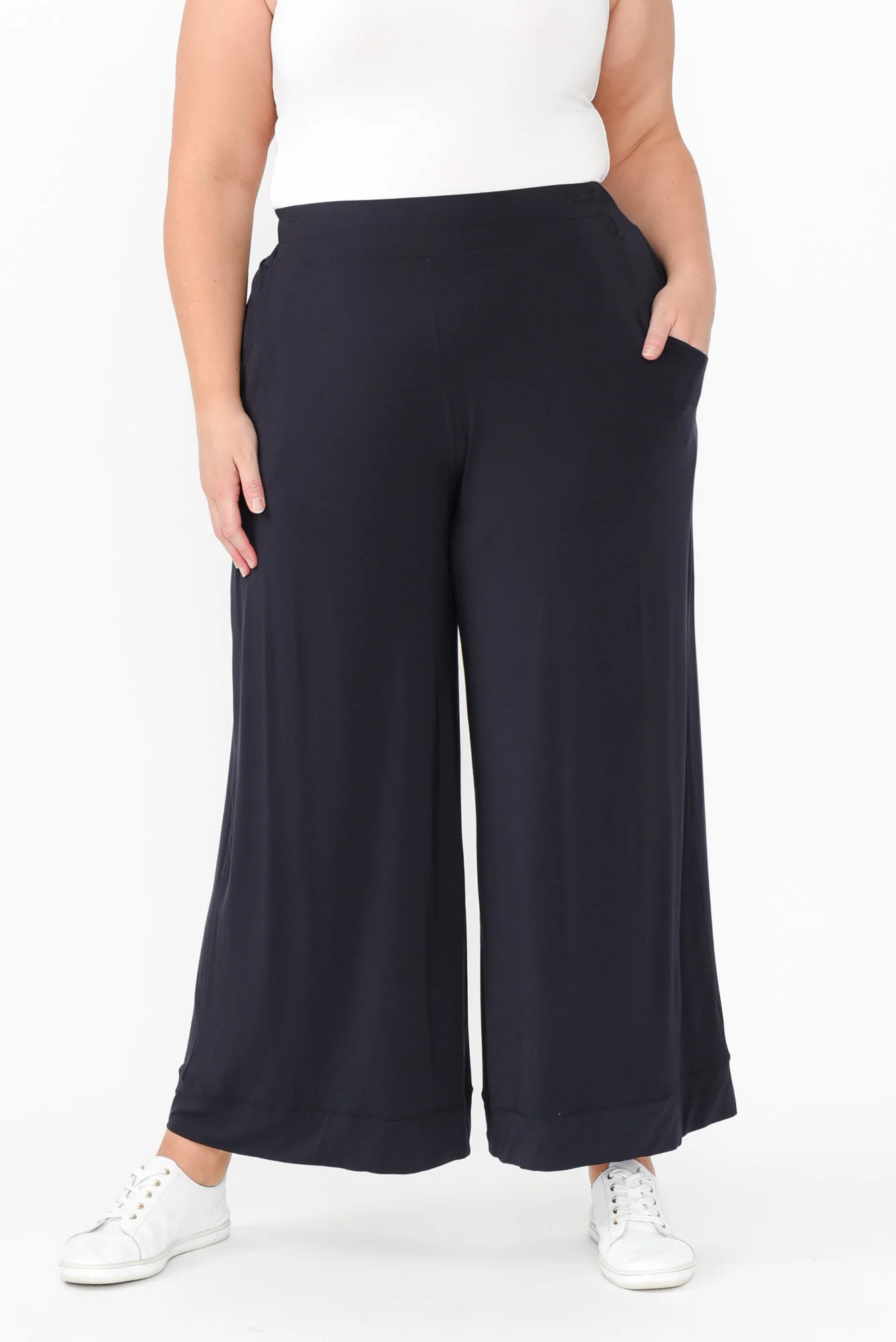 Lola Navy Micro Modal Wide Leg Pants