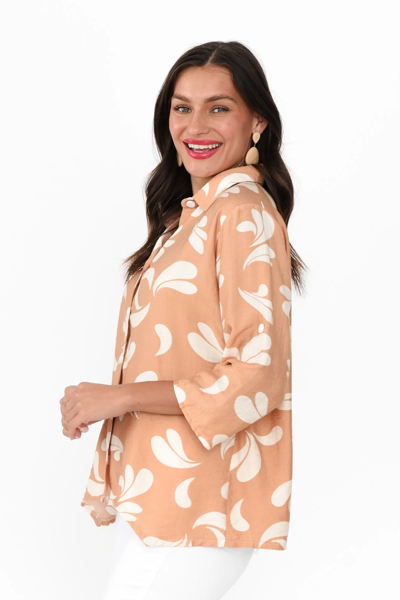 Myah Tan Splash Collared Shirt