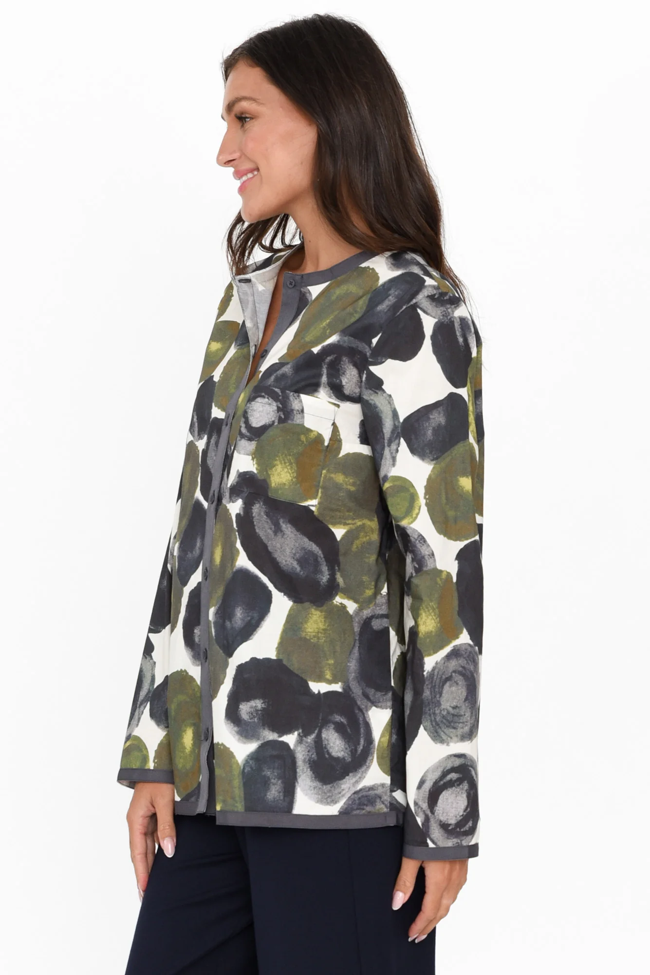Mori Green Abstract Cotton Shirt
