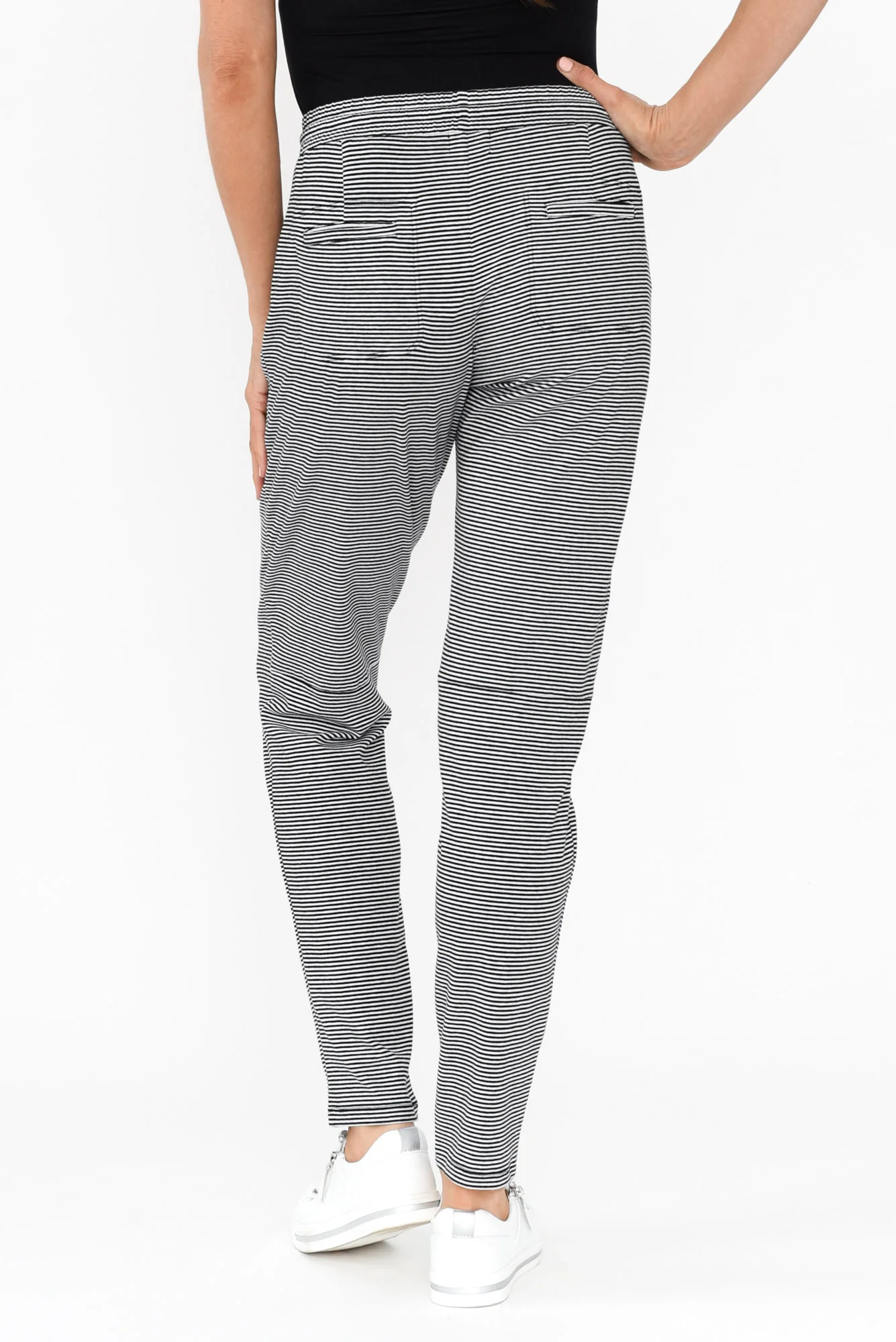 Timmy Black Stripe Cotton Drawstring Pants