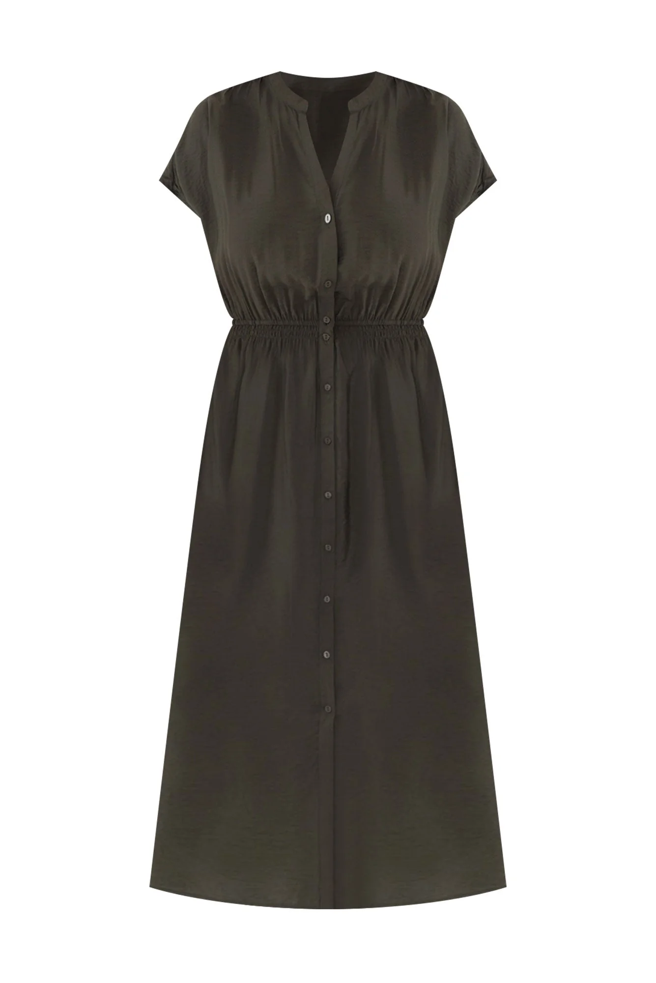Simone Khaki Button Dress