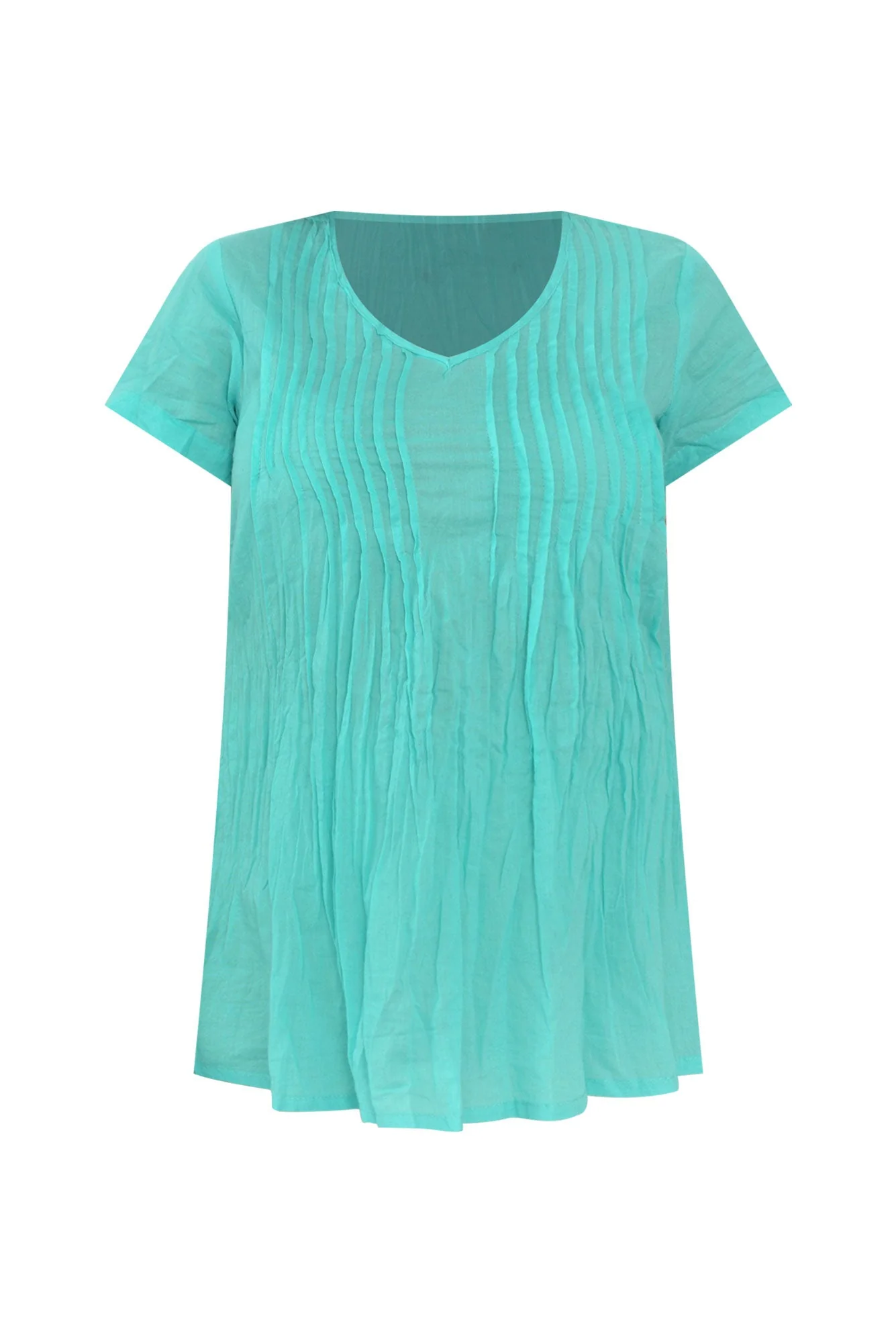 Fia Ice Blue Crinkle Cotton Top