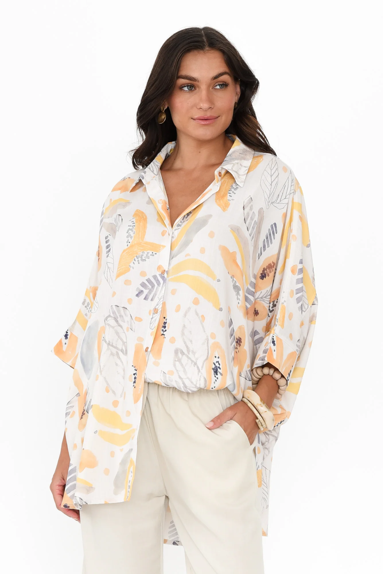Calisa White Fruity Collared Shirt