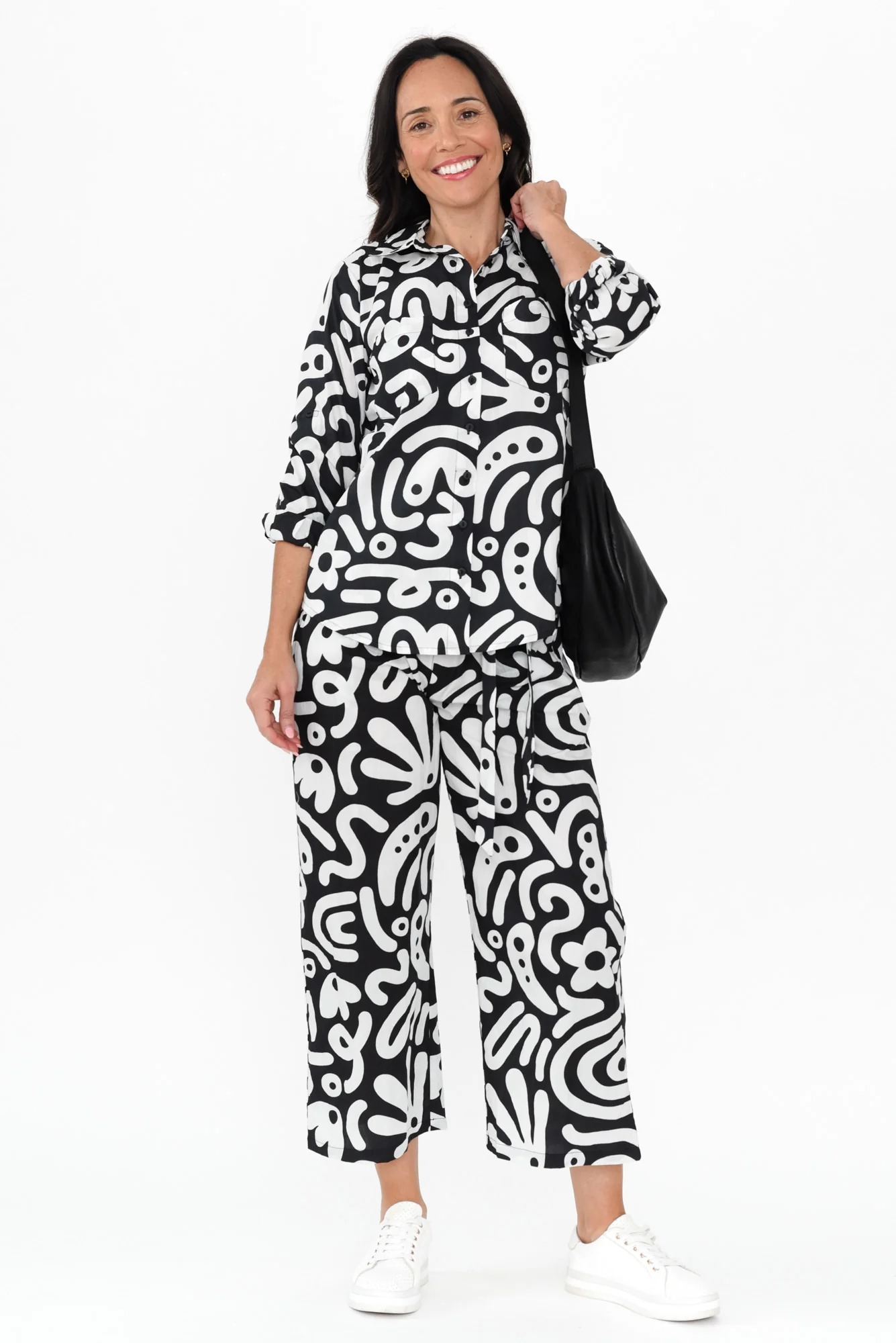 Vale Black Geo Cotton Shirt