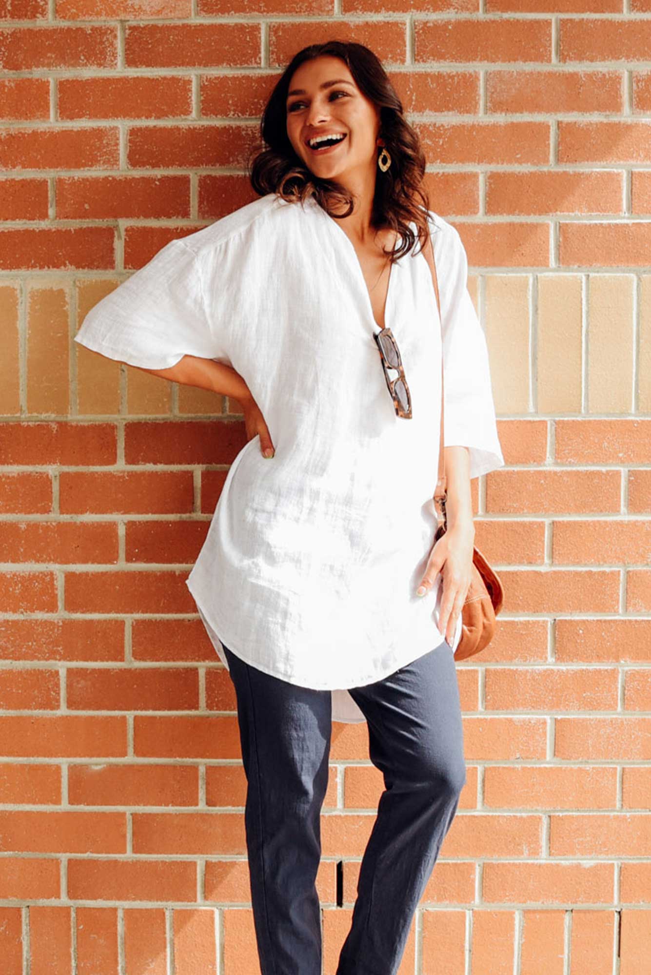 Holland White Linen V Neck Tunic