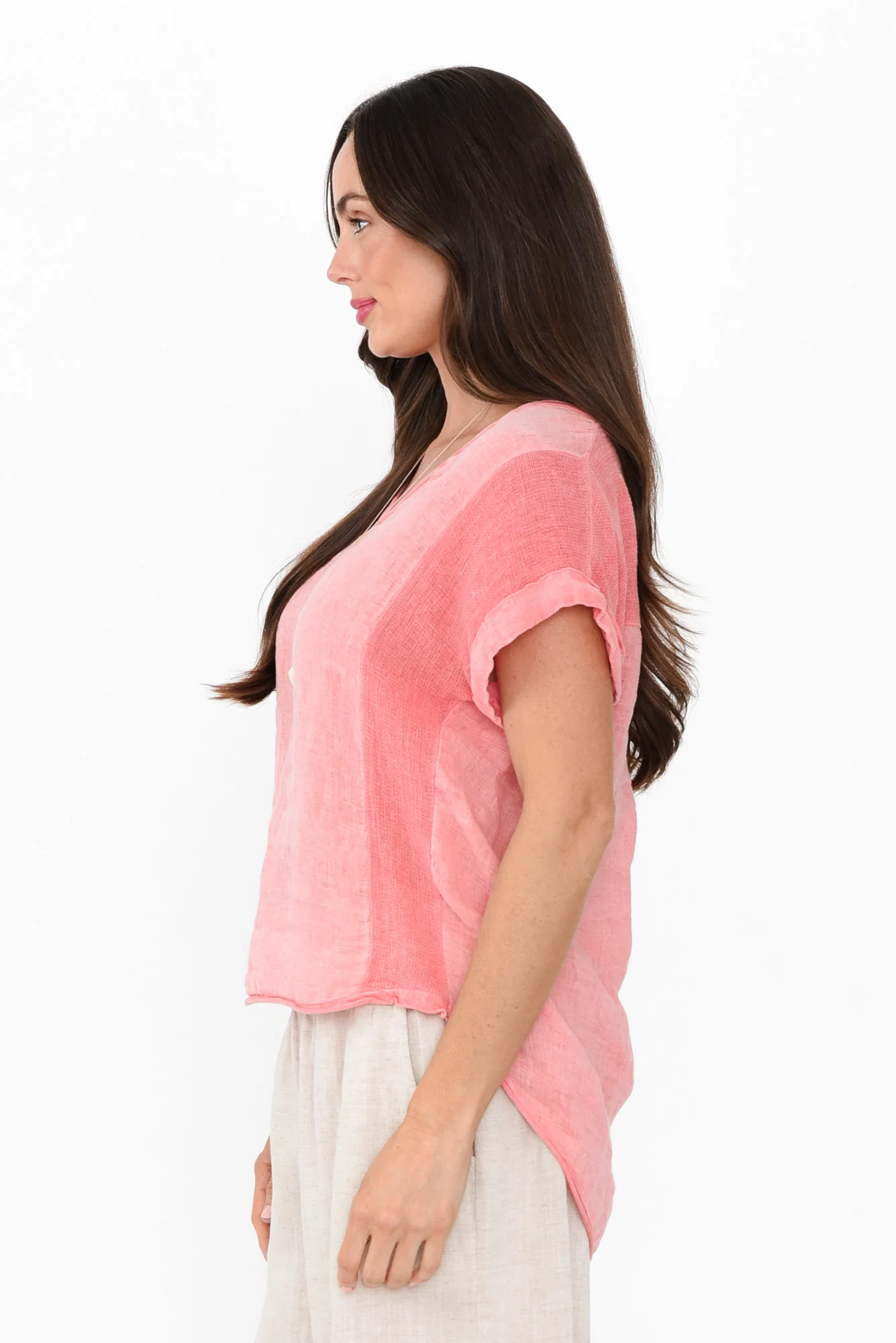 Dorian Peach Linen Cotton Top