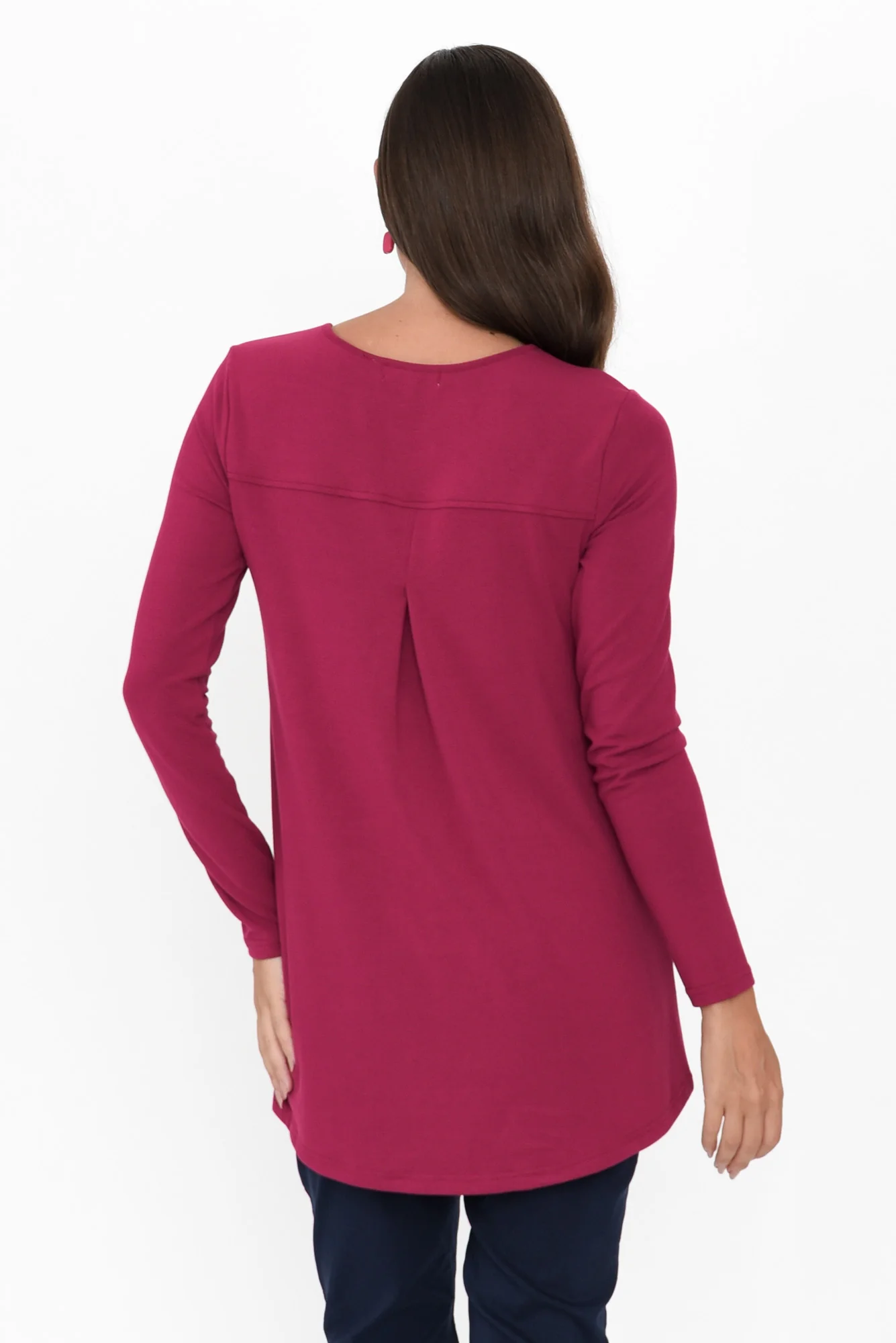 Shenali Magenta Long Sleeve Swing Top