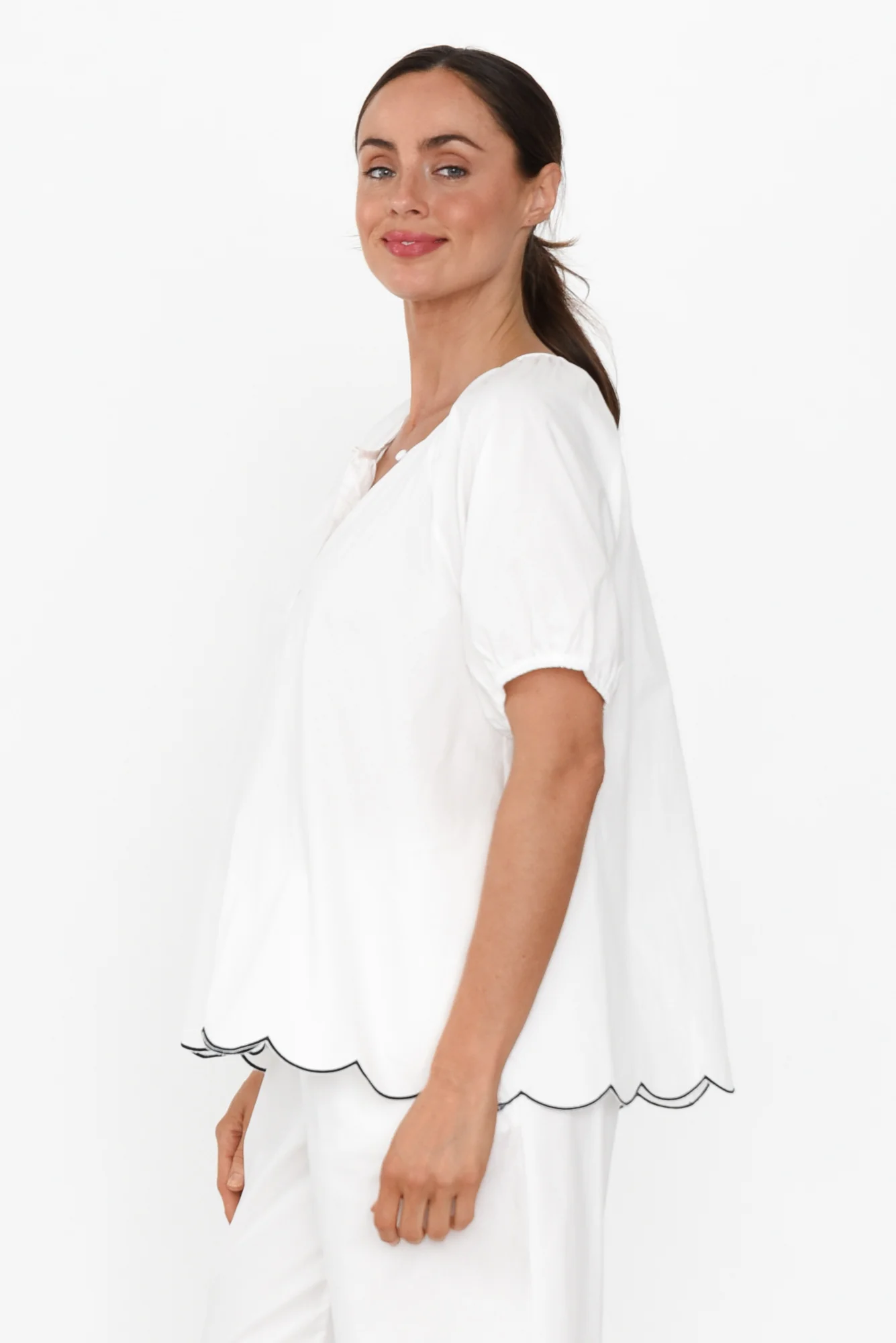 Celia White Cotton Pyjama Top